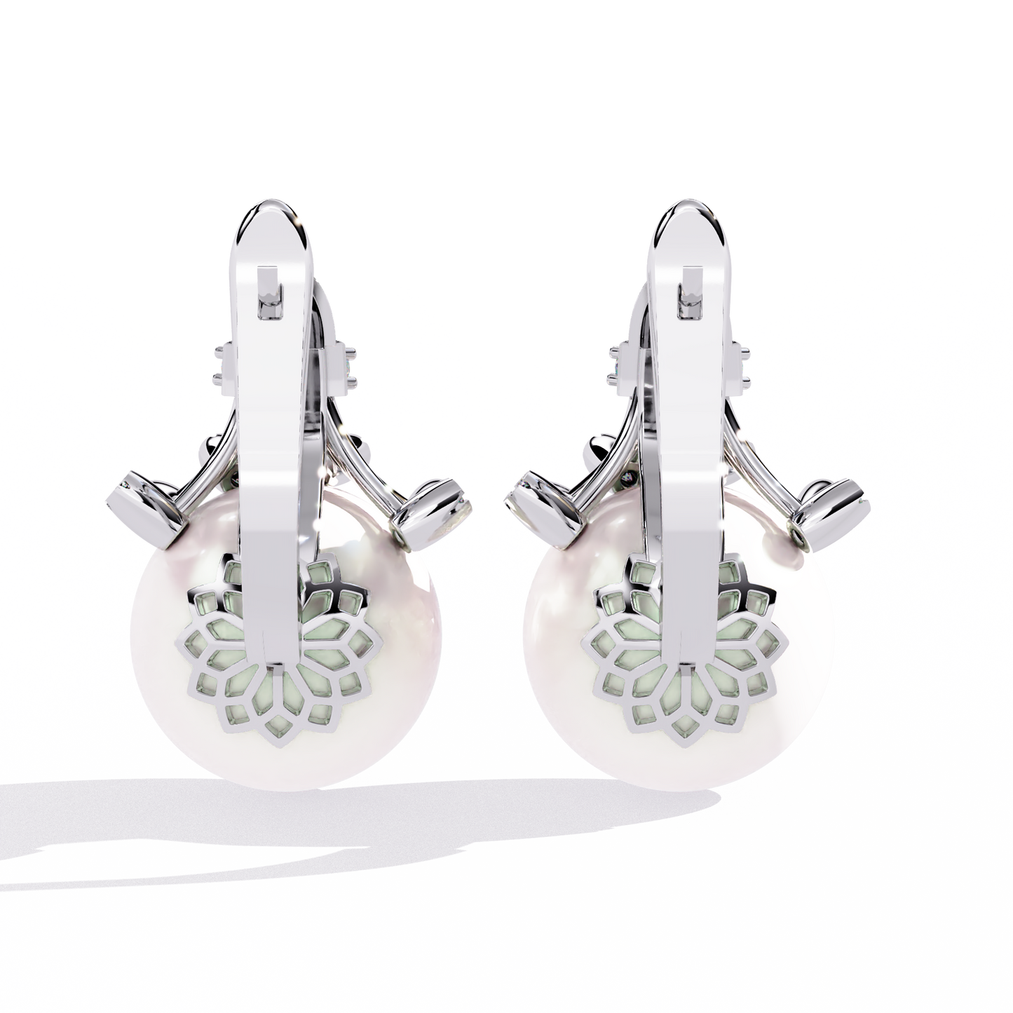 regal blossom pearl & lab grown diamond drop earrings