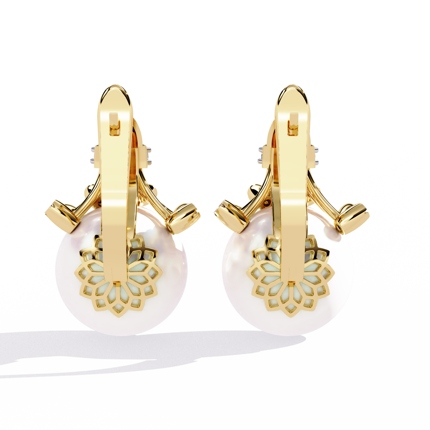 regal blossom pearl & lab grown diamond drop earrings