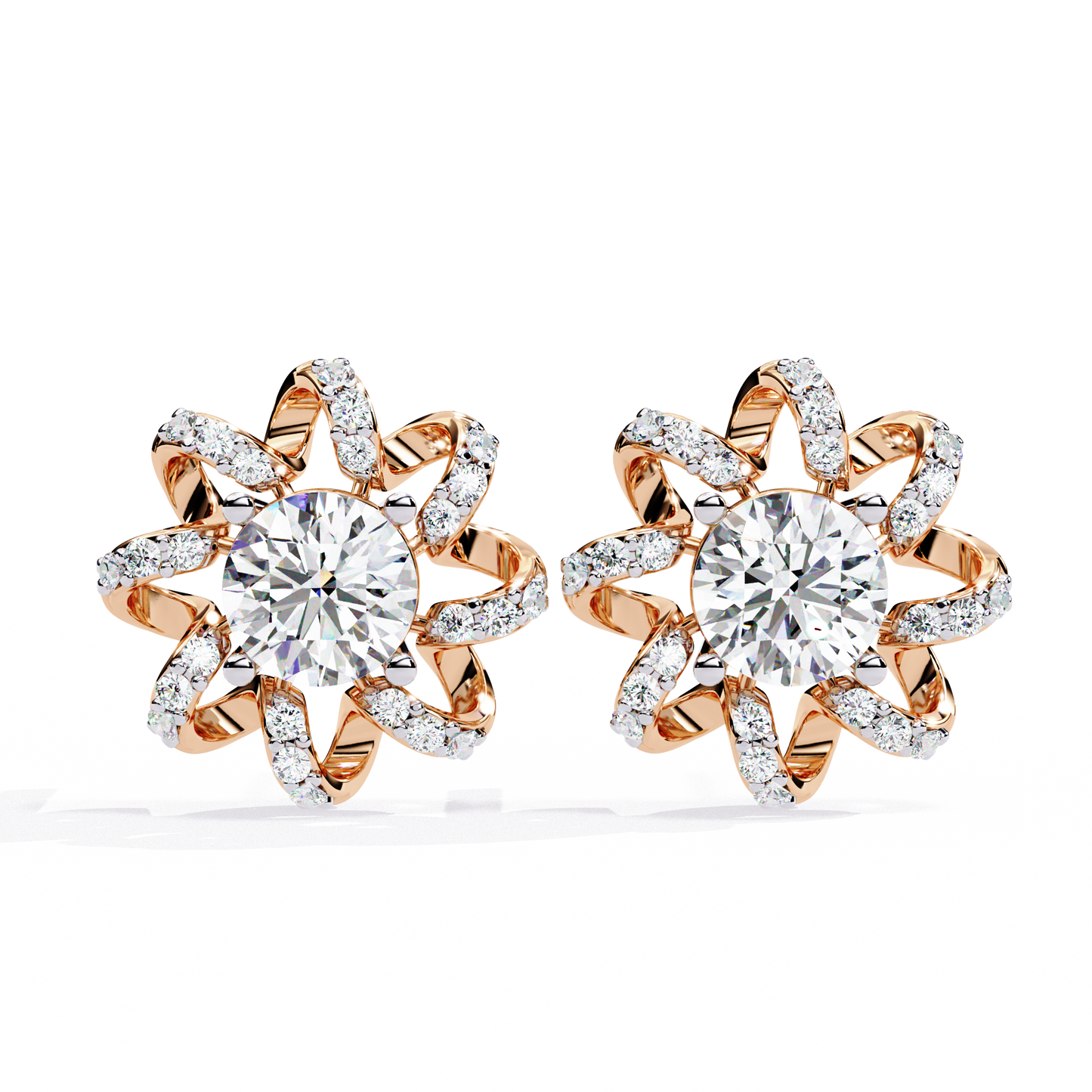 solstice ribbon sunburst lab grown diamond studs