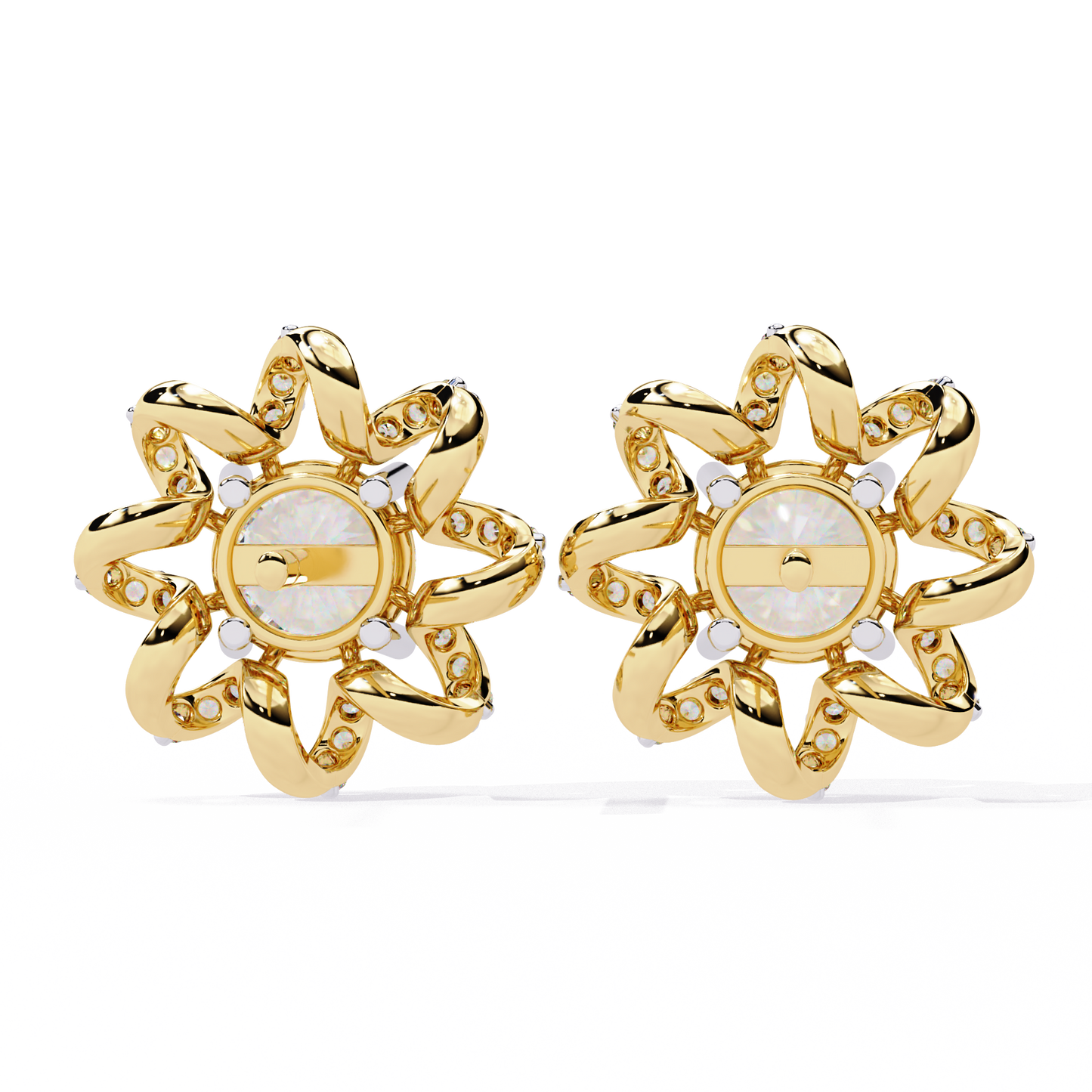 solstice ribbon sunburst lab grown diamond studs