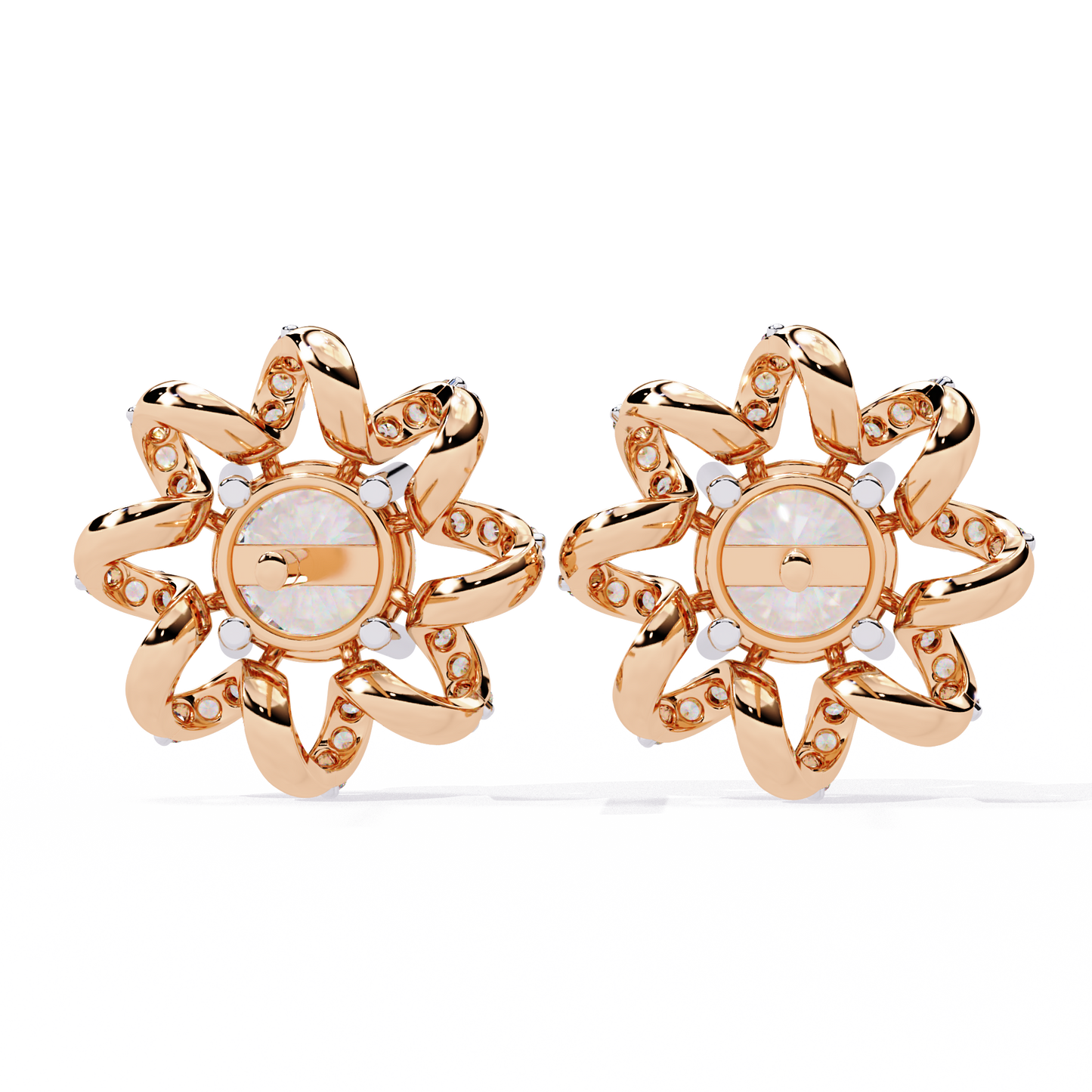 solstice ribbon sunburst lab grown diamond studs
