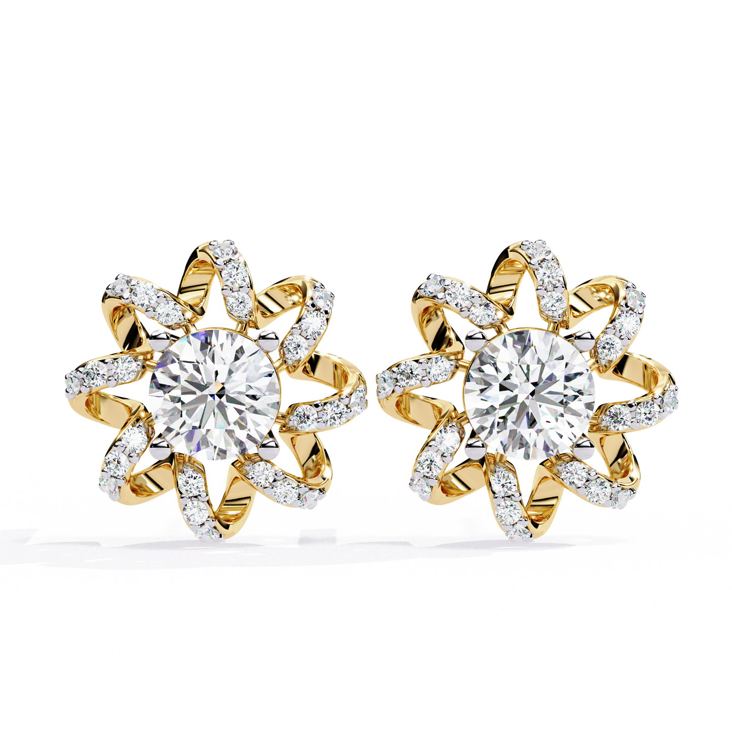 solstice ribbon sunburst lab grown diamond studs
