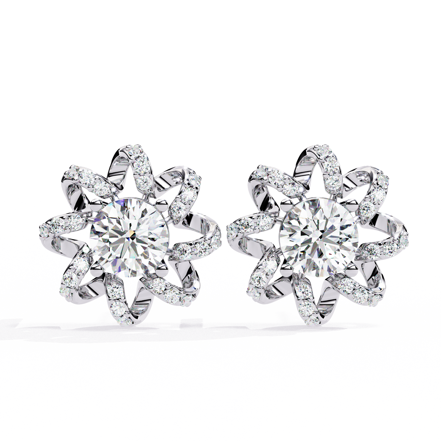 solstice ribbon sunburst lab grown diamond studs