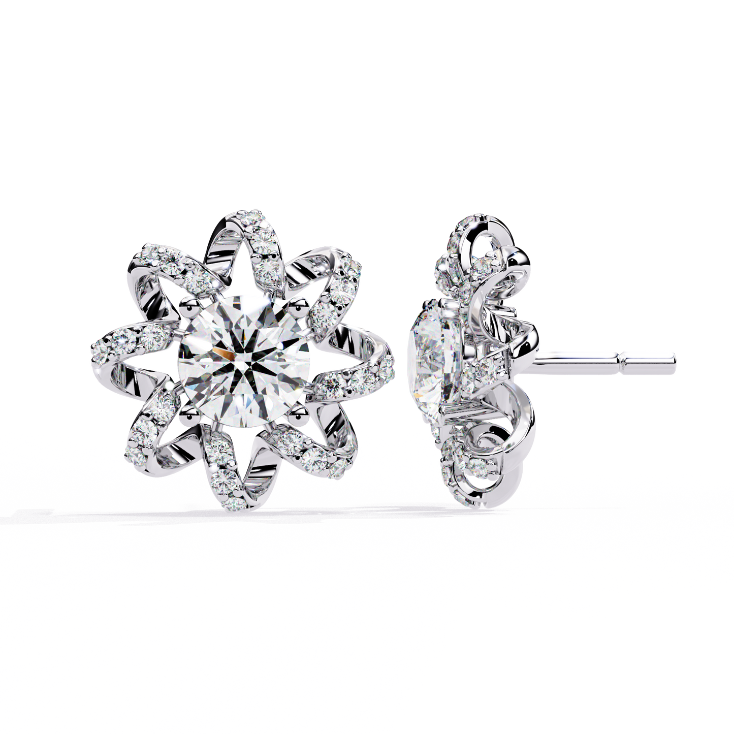 solstice ribbon sunburst lab grown diamond studs