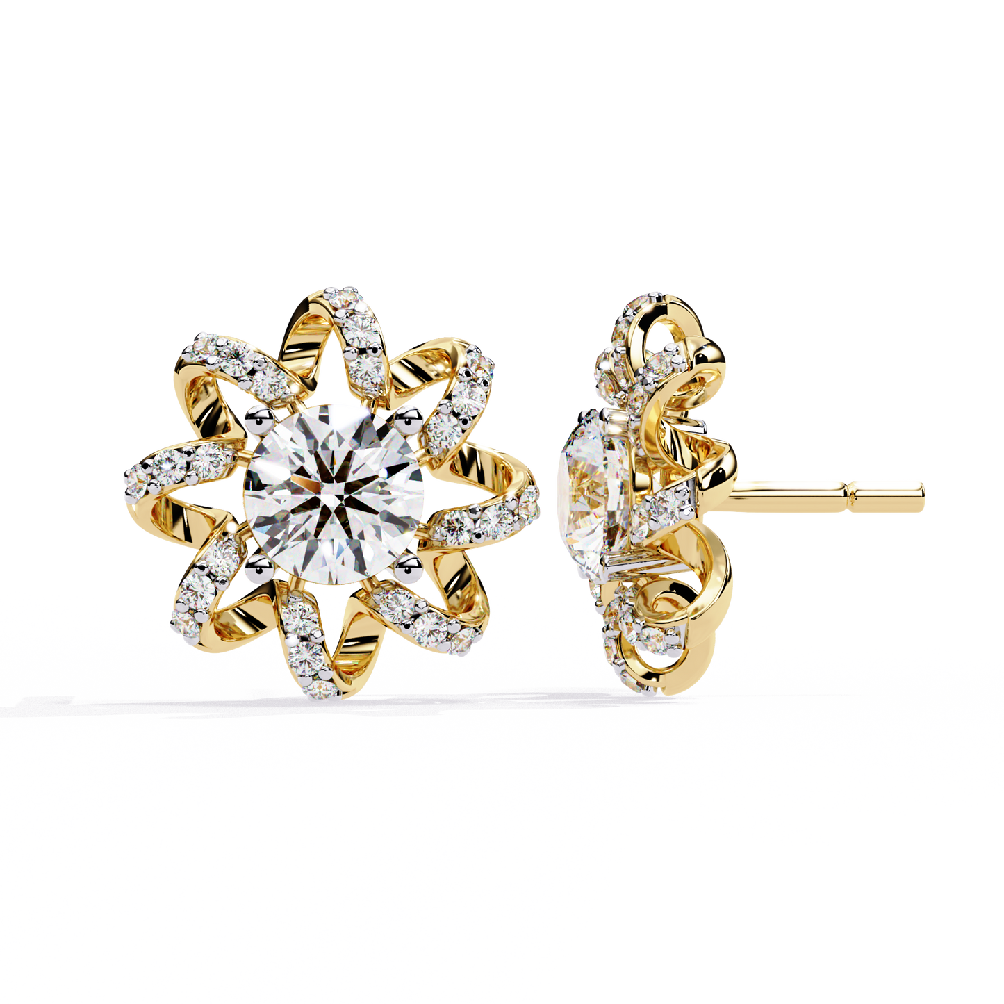 solstice ribbon sunburst lab grown diamond studs