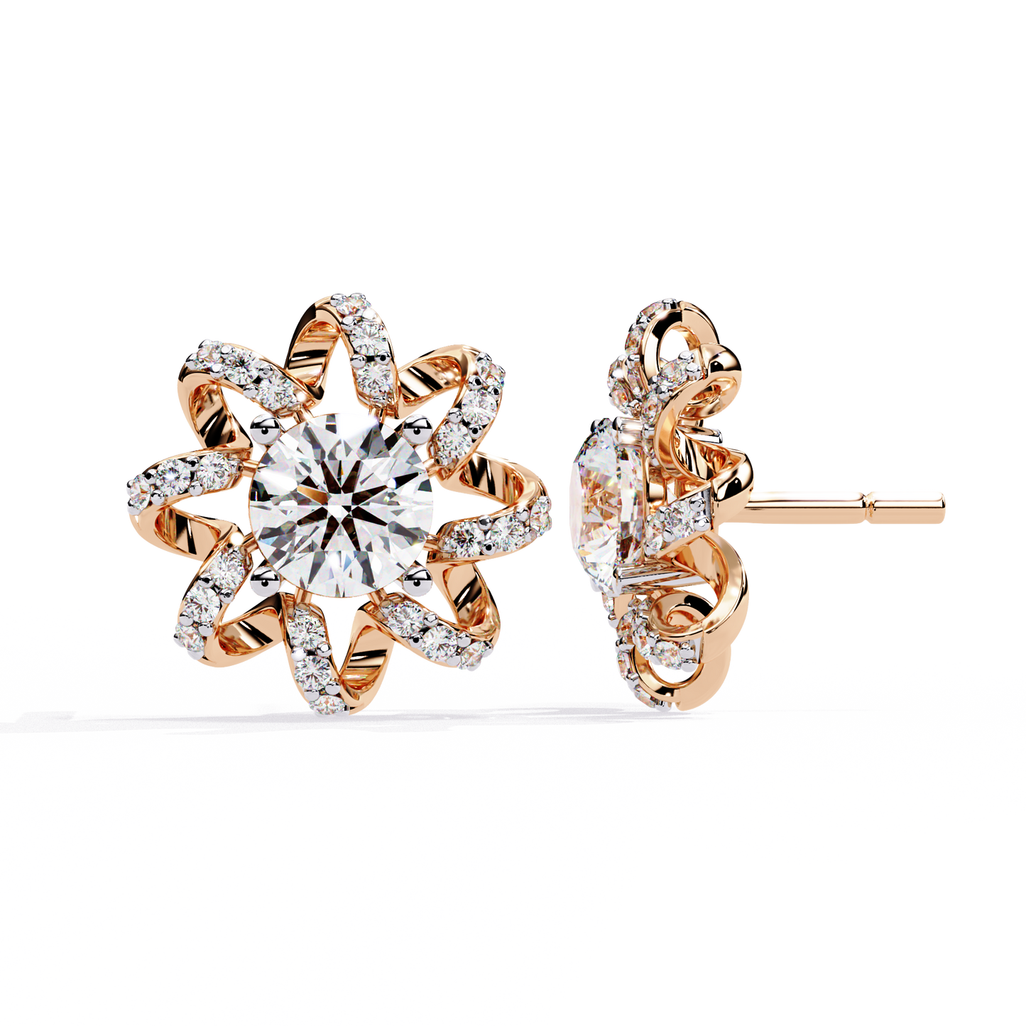 solstice ribbon sunburst lab grown diamond studs