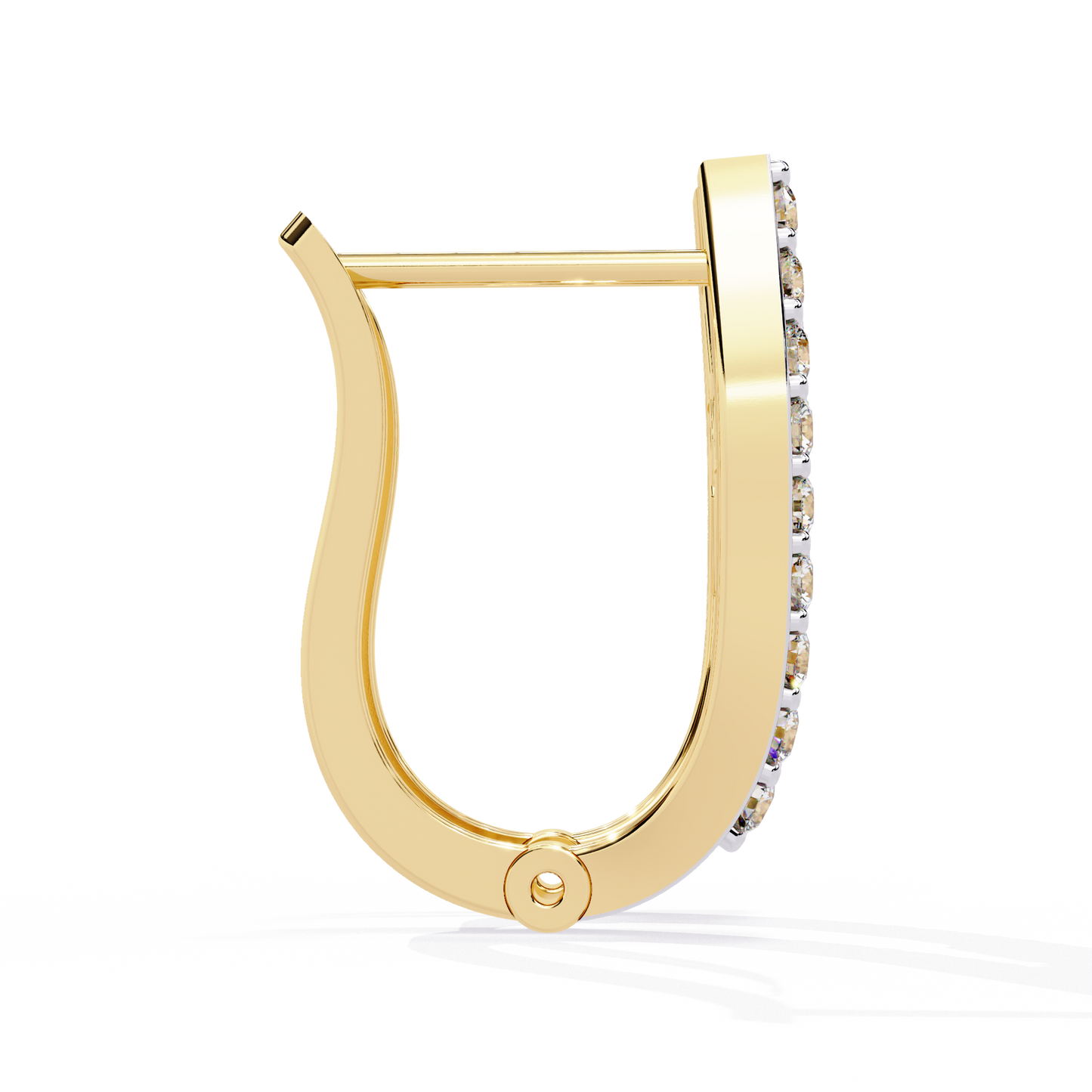 latitude baguette & round lab grown diamond huggie earrings