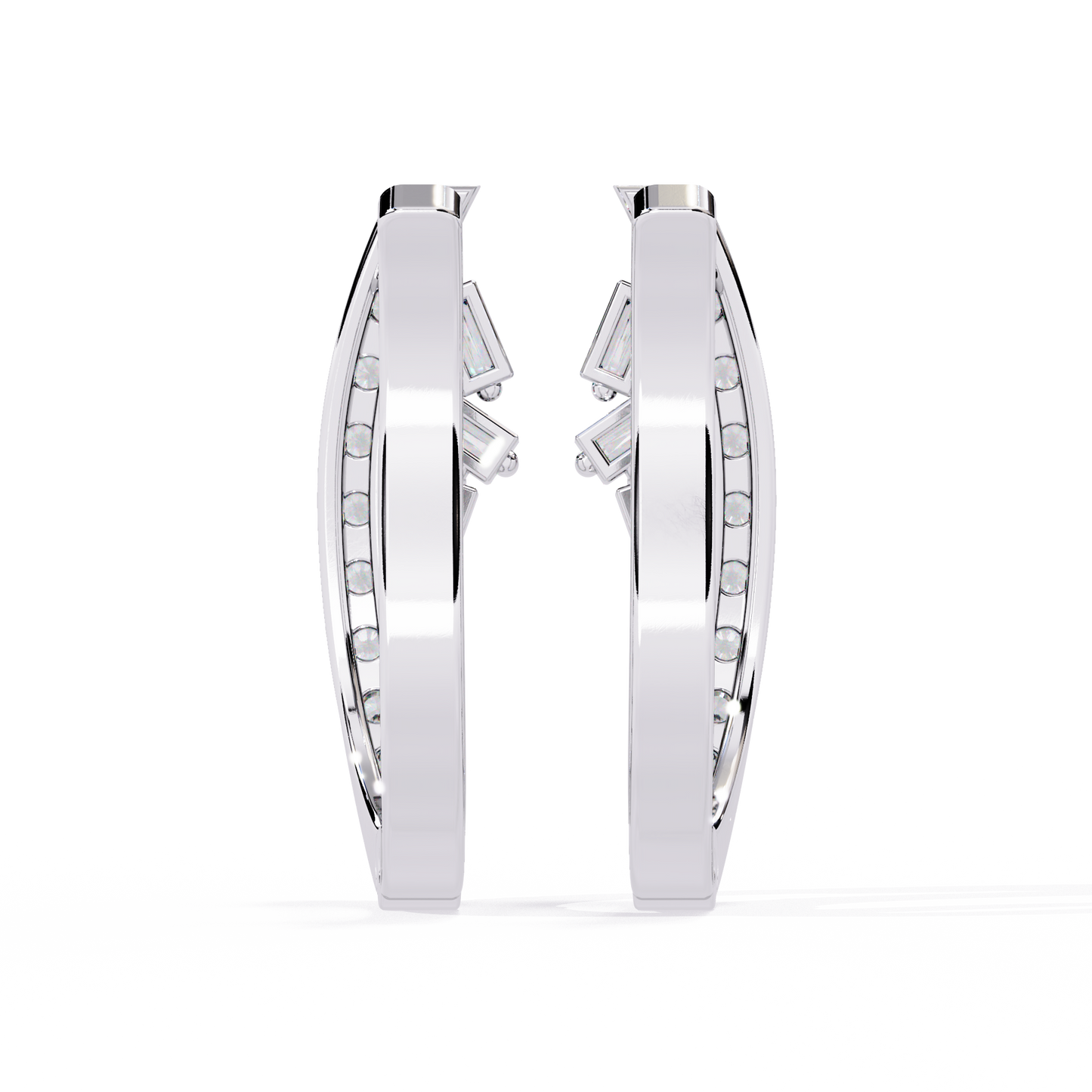 latitude baguette & round lab grown diamond huggie earrings