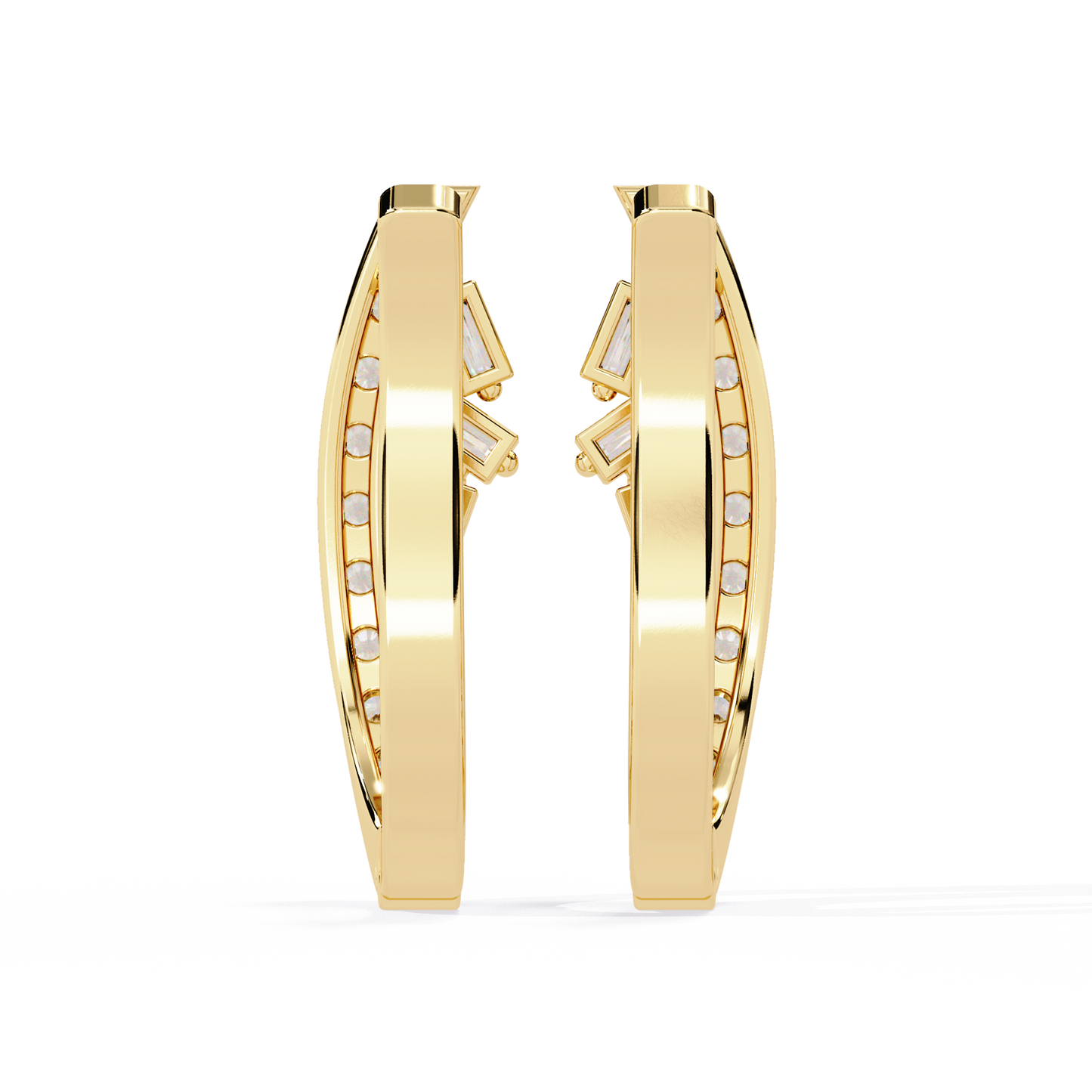 latitude baguette & round lab grown diamond huggie earrings