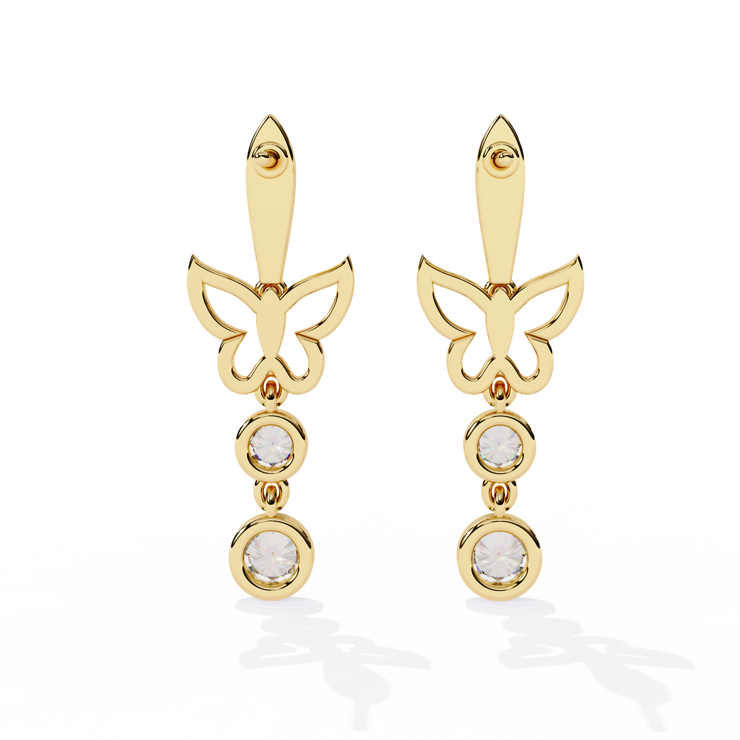 papillon sparkle bezel butterfly lab grown diamond drop earrings
