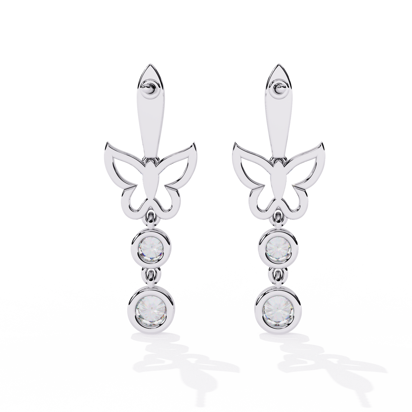 papillon sparkle bezel butterfly lab grown diamond drop earrings