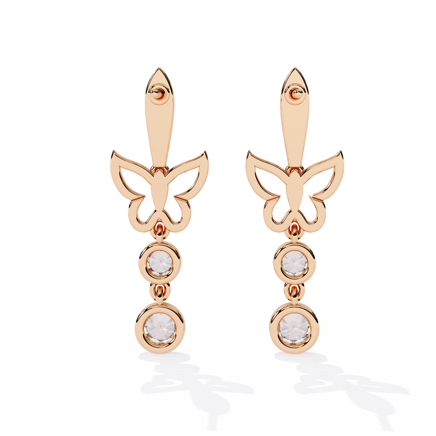papillon sparkle bezel butterfly lab grown diamond drop earrings