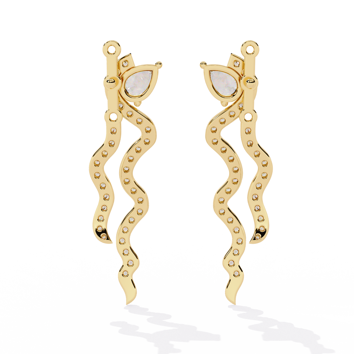 venya serpentine pear lab grown diamond drop earrings