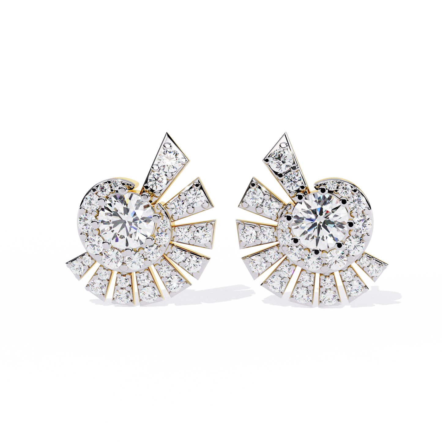 radiant art deco sunburst lab grown diamond studs