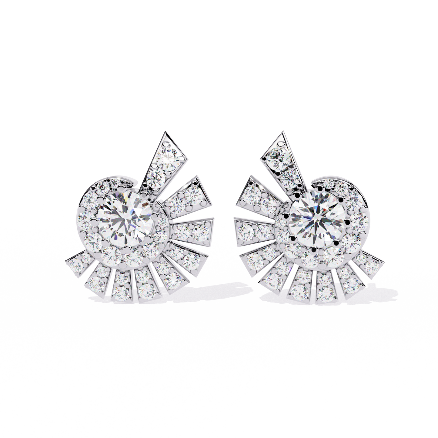 radiant art deco sunburst lab grown diamond studs