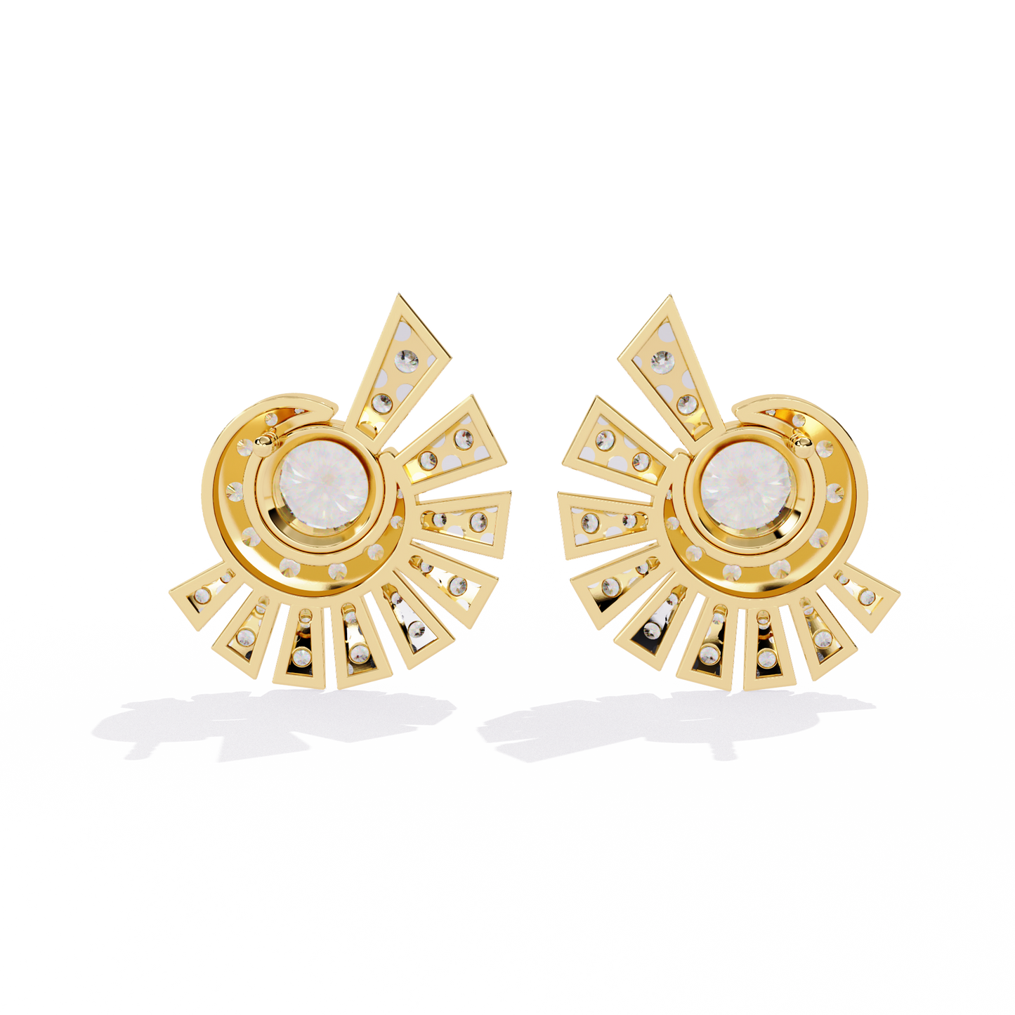 radiant art deco sunburst lab grown diamond studs