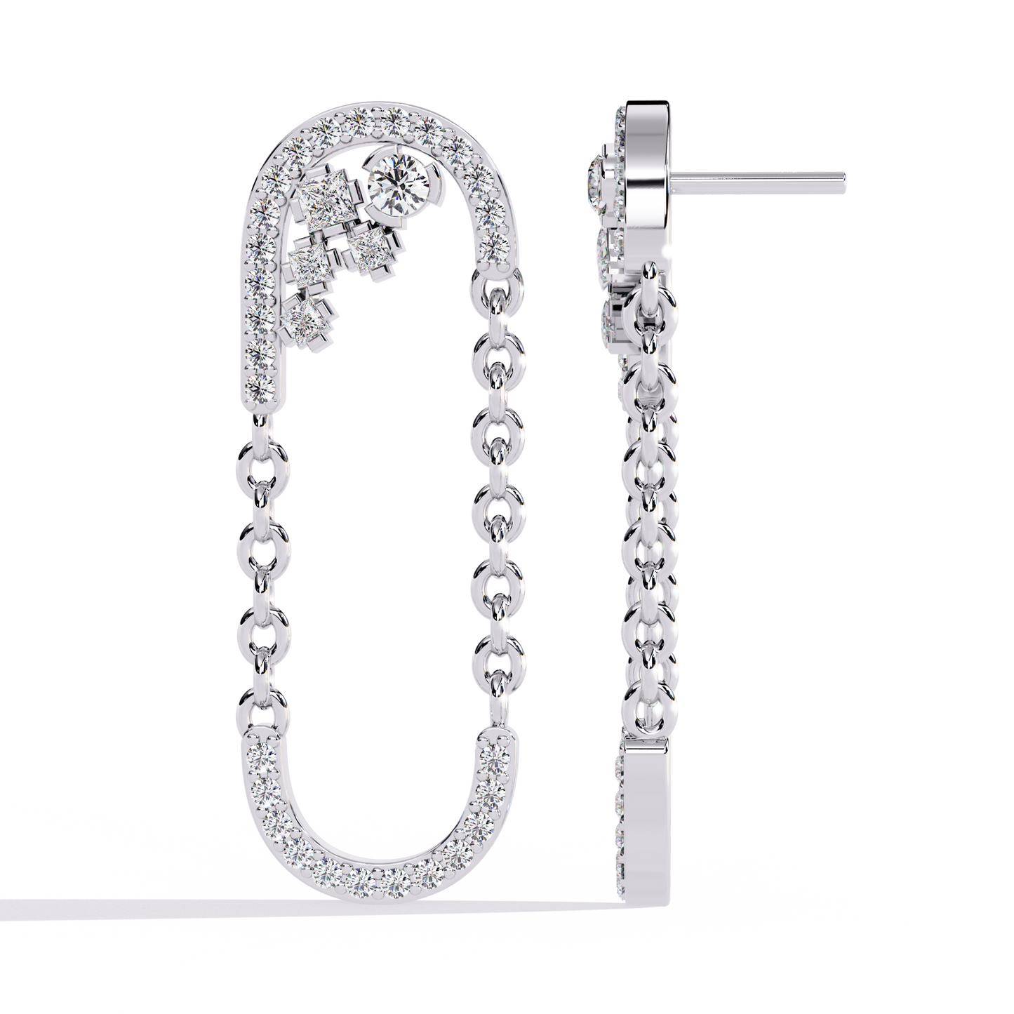 cascade u-link lab grown diamond chain drop earrings