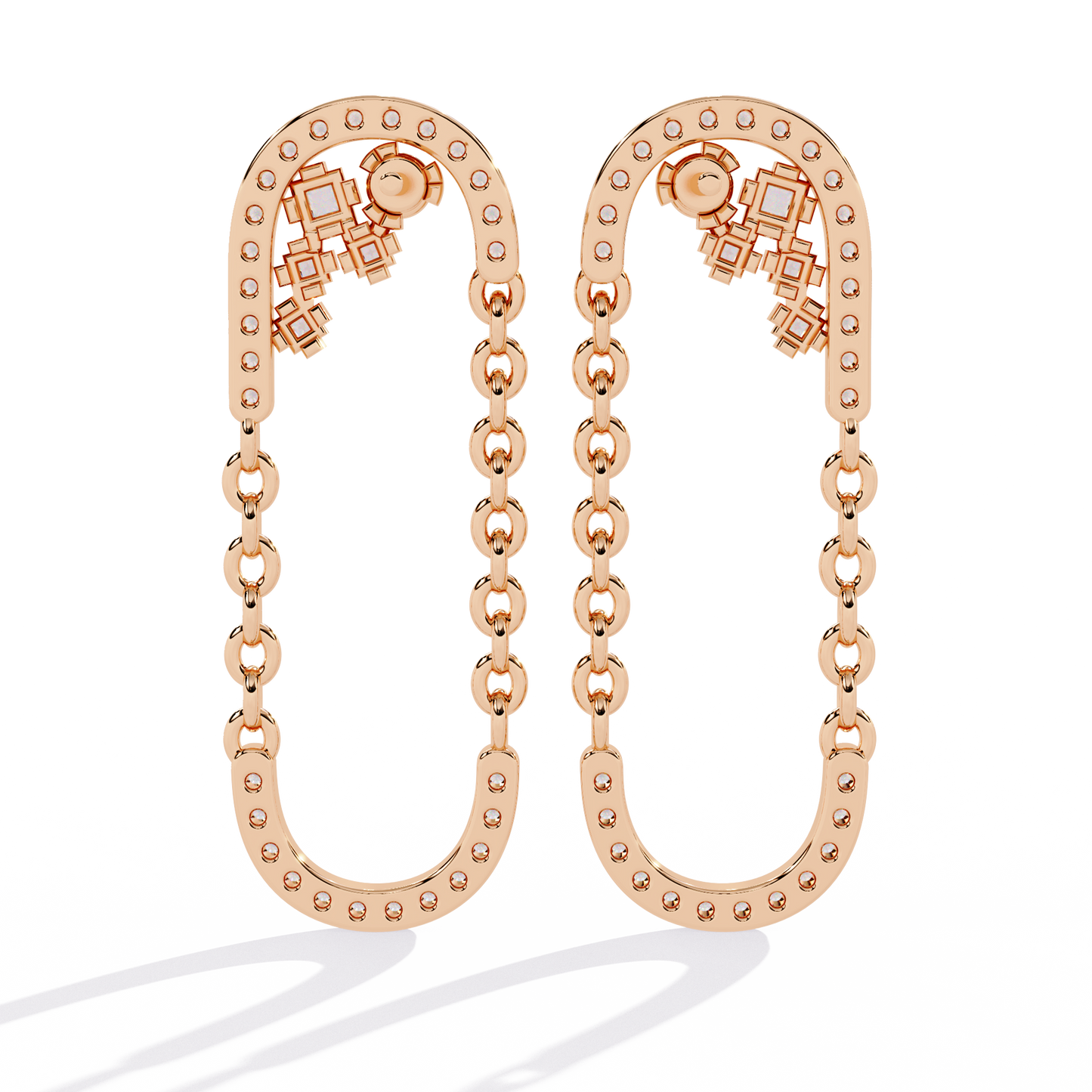 cascade u-link lab grown diamond chain drop earrings