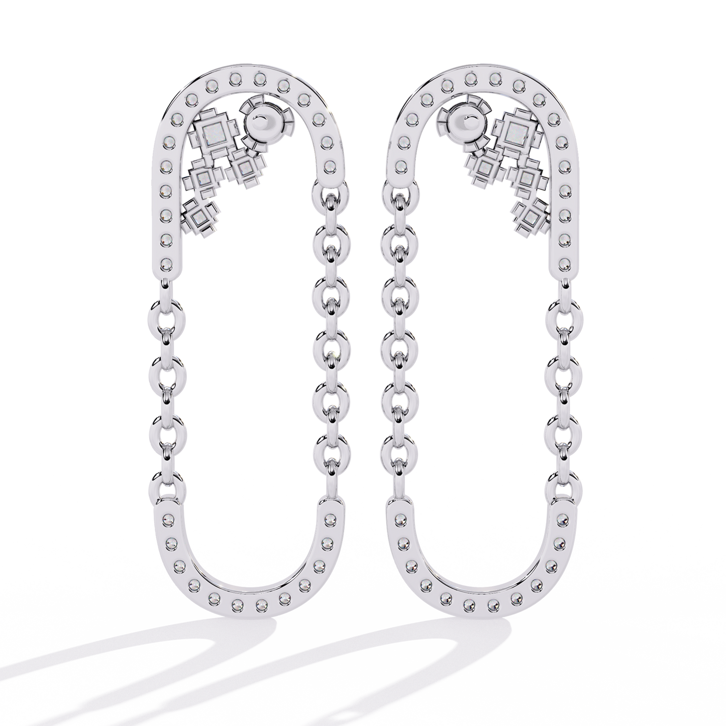 cascade u-link lab grown diamond chain drop earrings