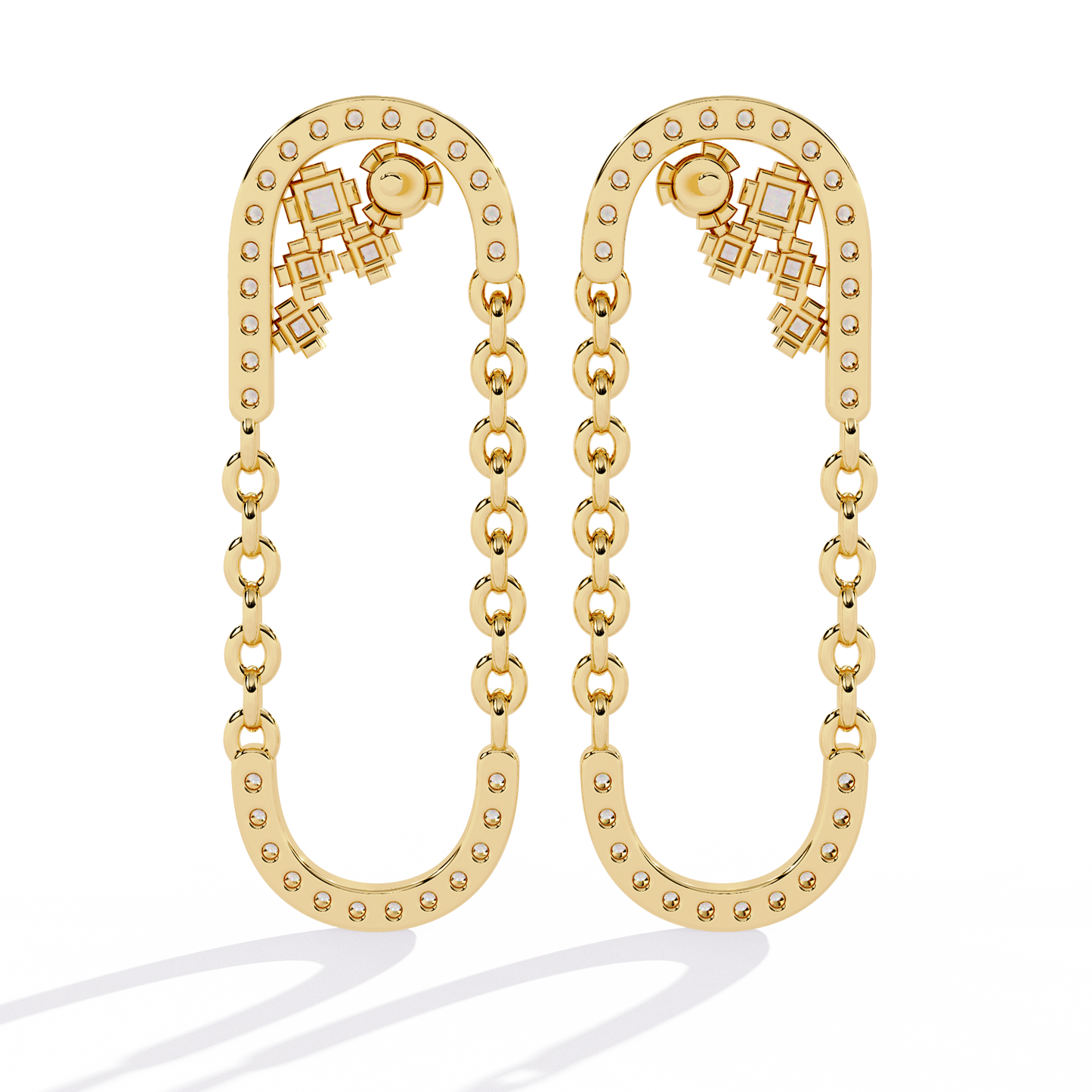 cascade u-link lab grown diamond chain drop earrings