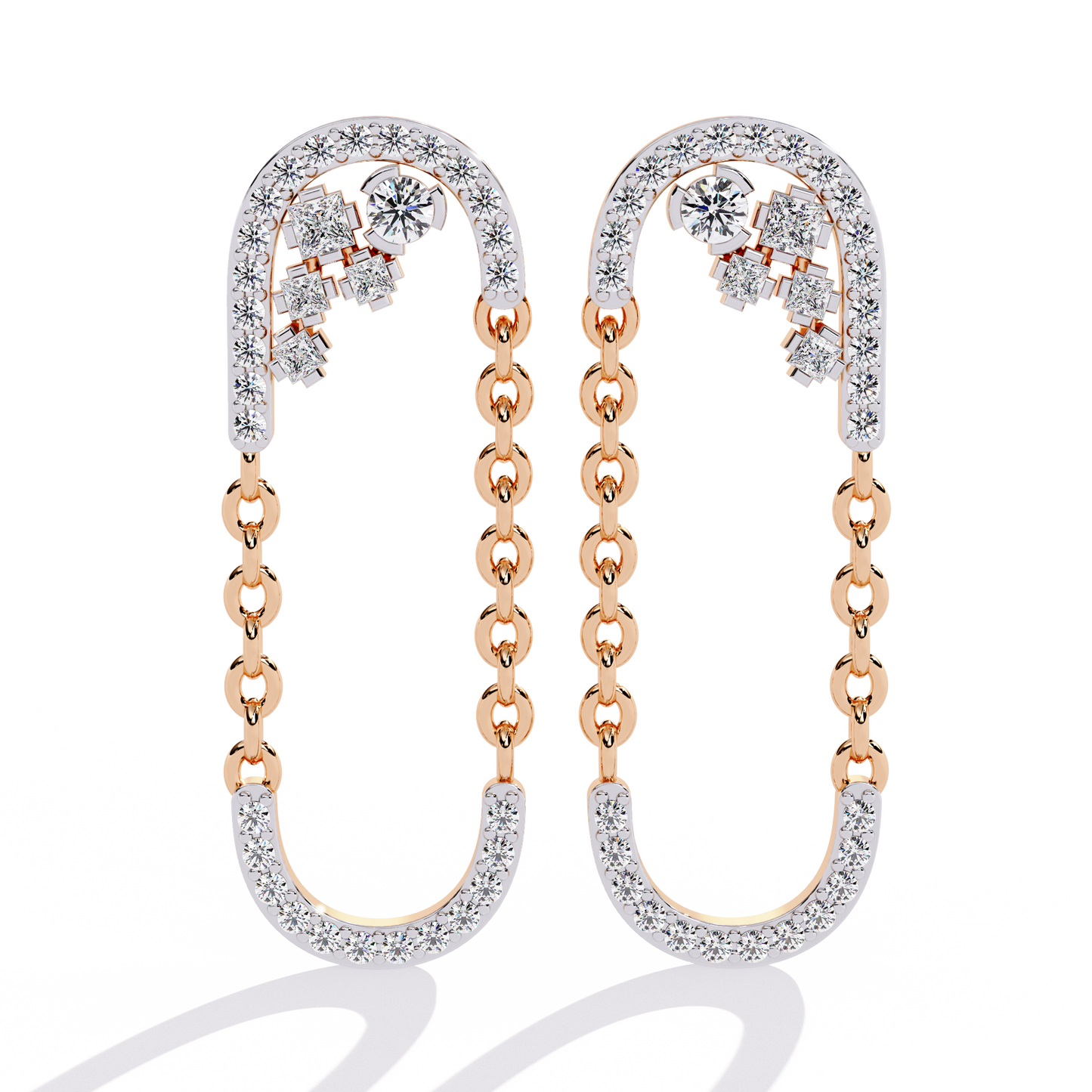 cascade u-link lab grown diamond chain drop earrings