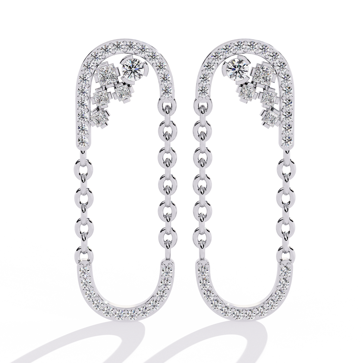 cascade u-link lab grown diamond chain drop earrings