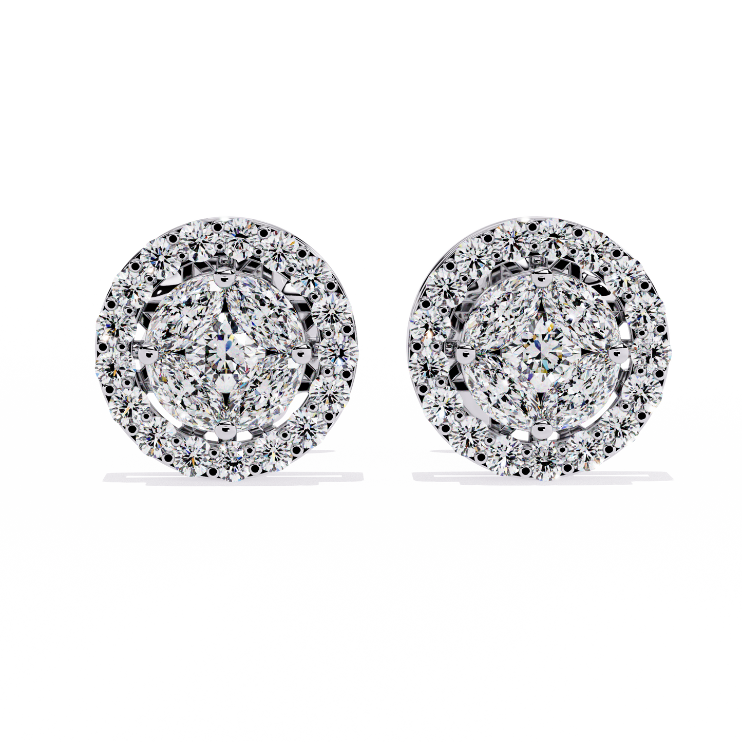 eclipse double halo cluster lab grown diamond studs