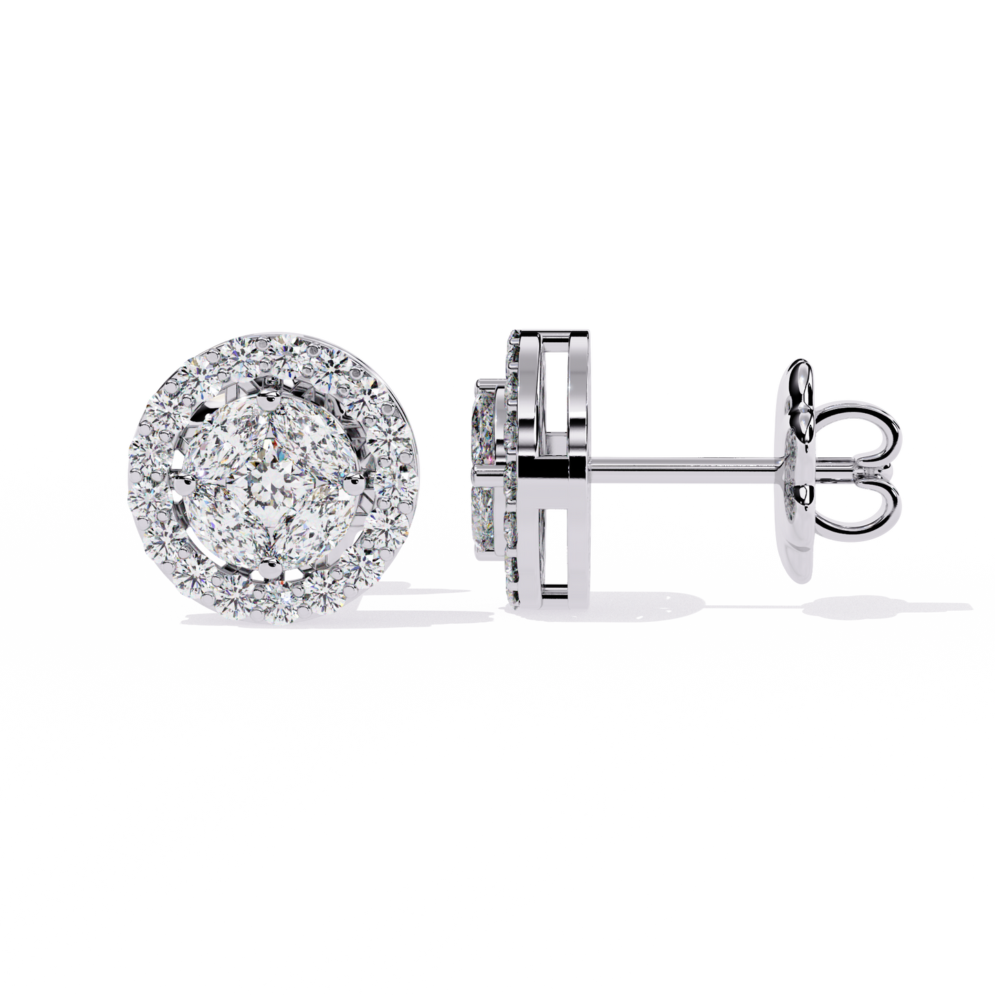 eclipse double halo cluster lab grown diamond studs
