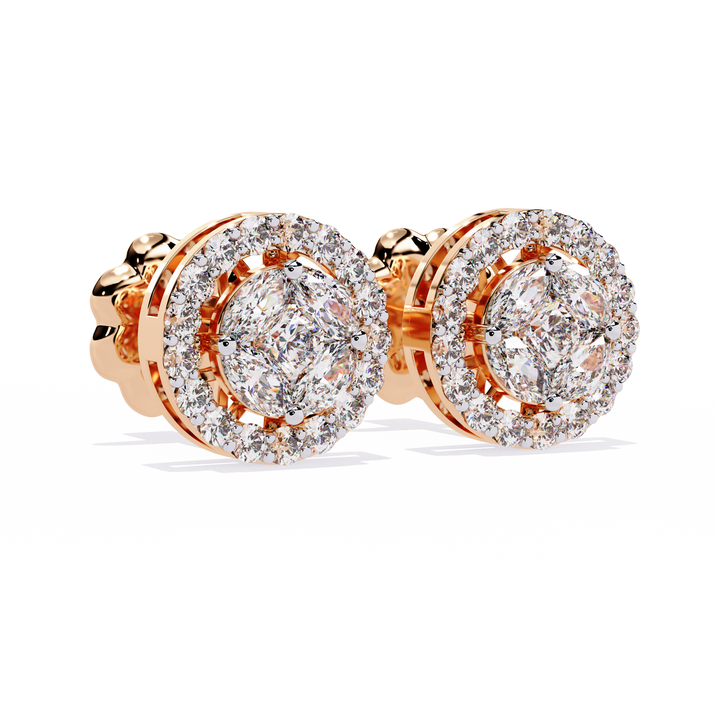 eclipse double halo cluster lab grown diamond studs