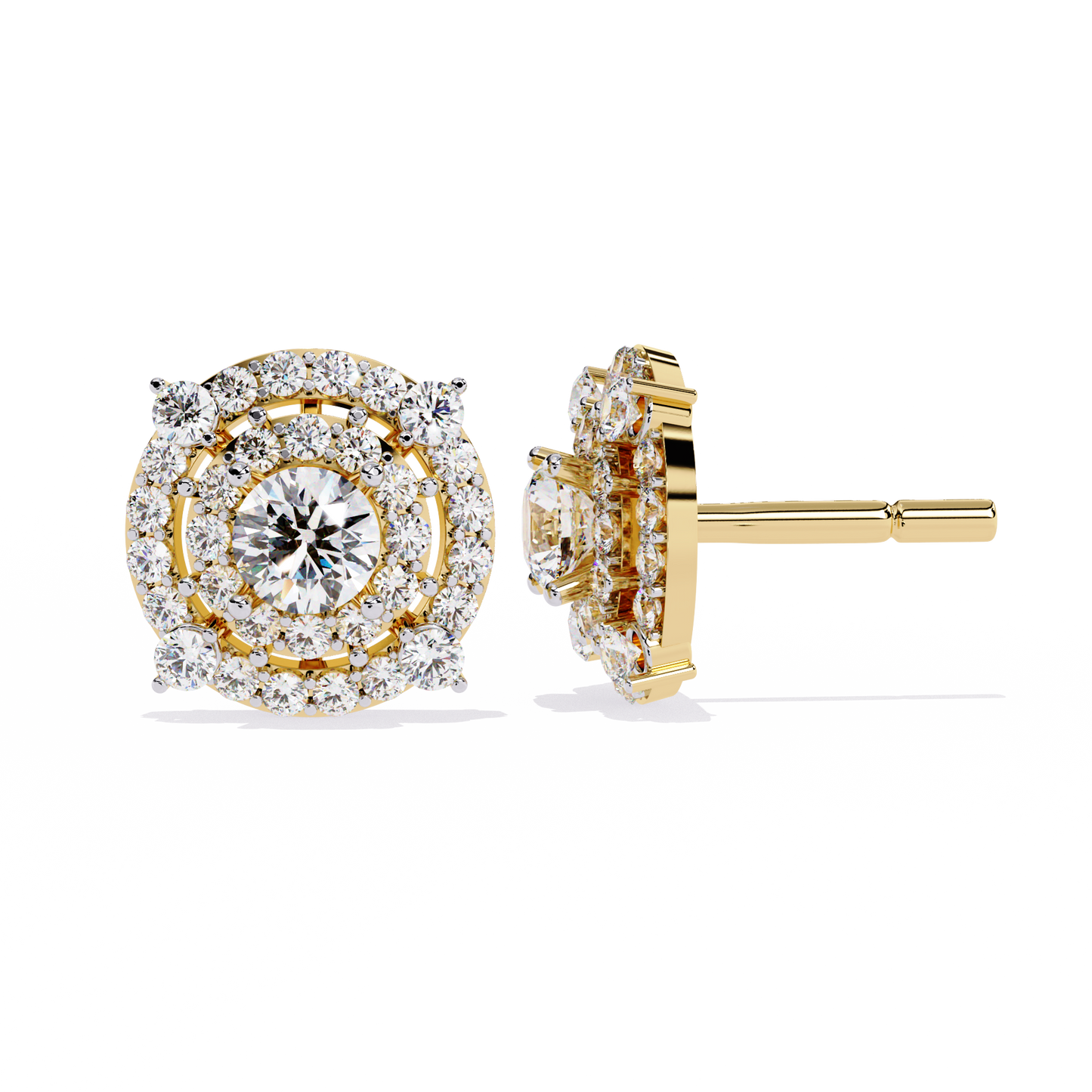blossom double halo floral lab grown diamond studs