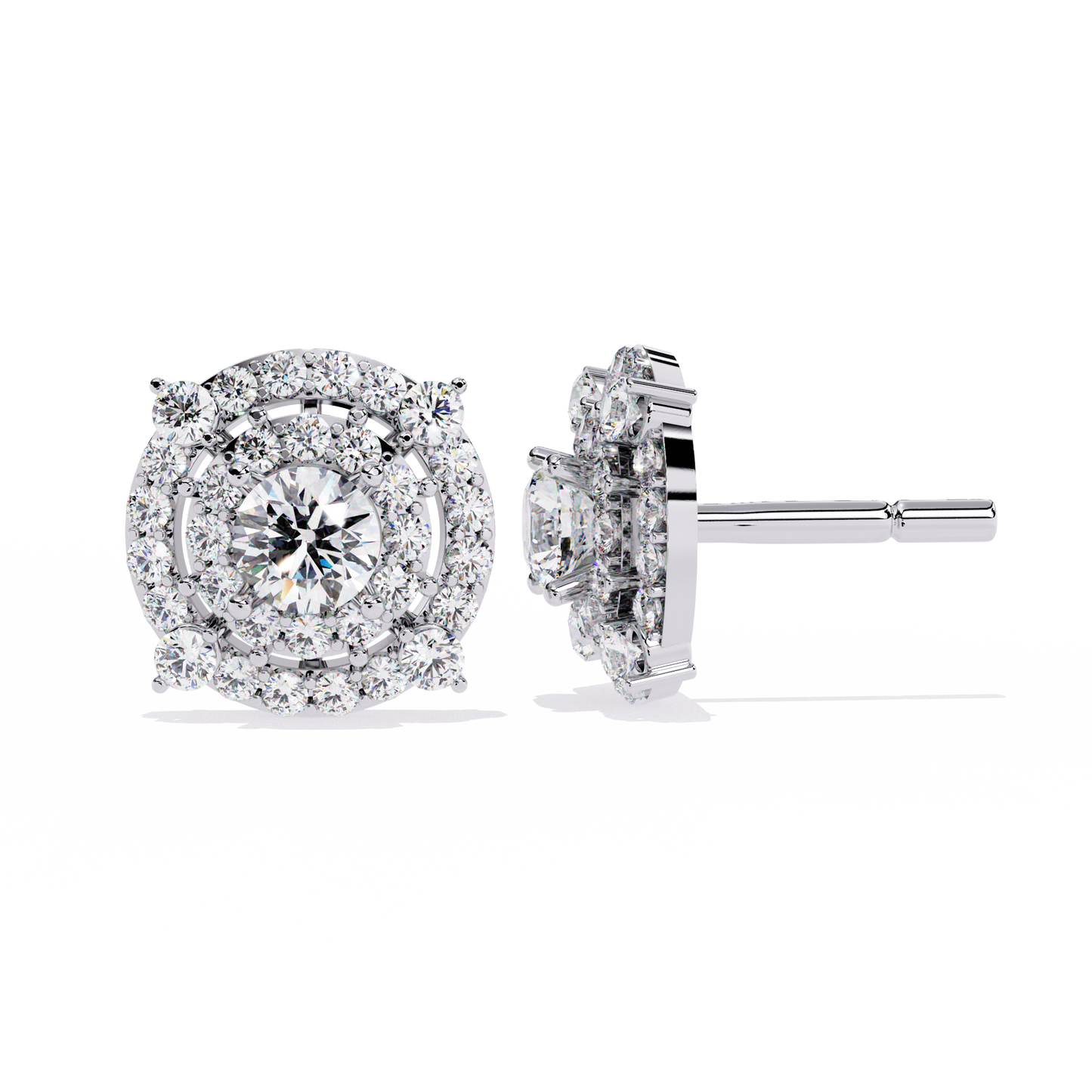 blossom double halo floral lab grown diamond studs