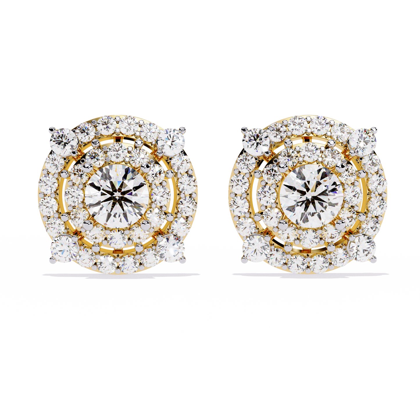 blossom double halo floral lab grown diamond studs