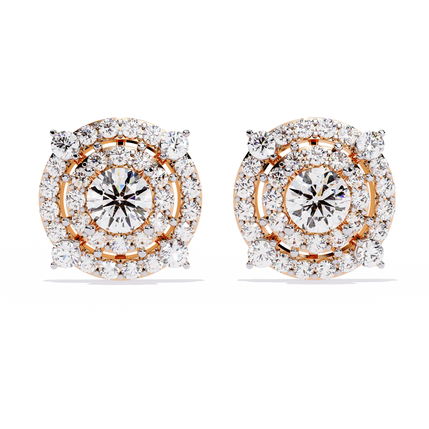 blossom double halo floral lab grown diamond studs