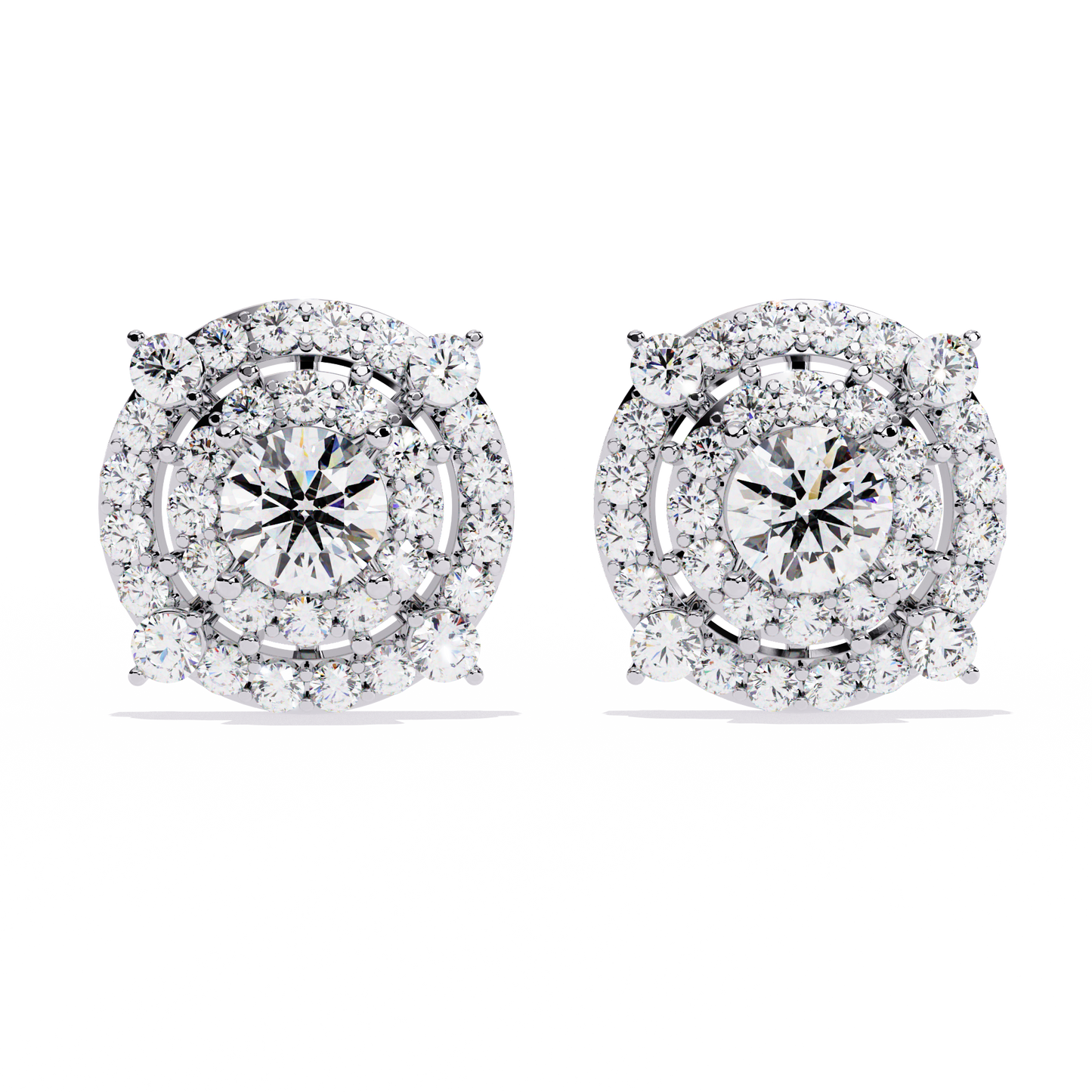 blossom double halo floral lab grown diamond studs