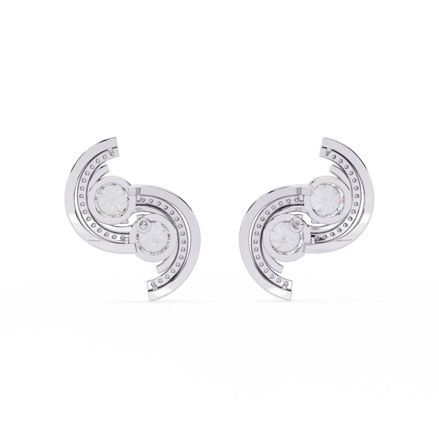 duet swirl double bezel lab grown diamond studs