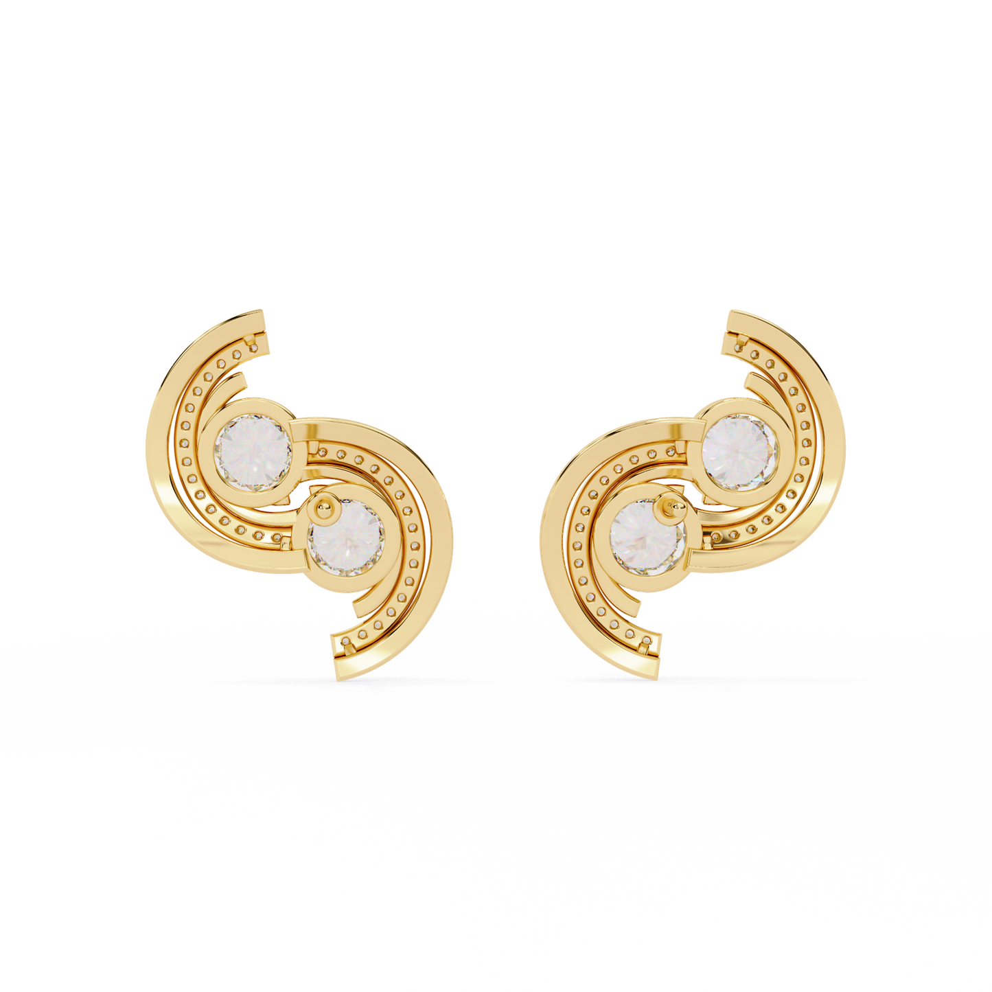 duet swirl double bezel lab grown diamond studs