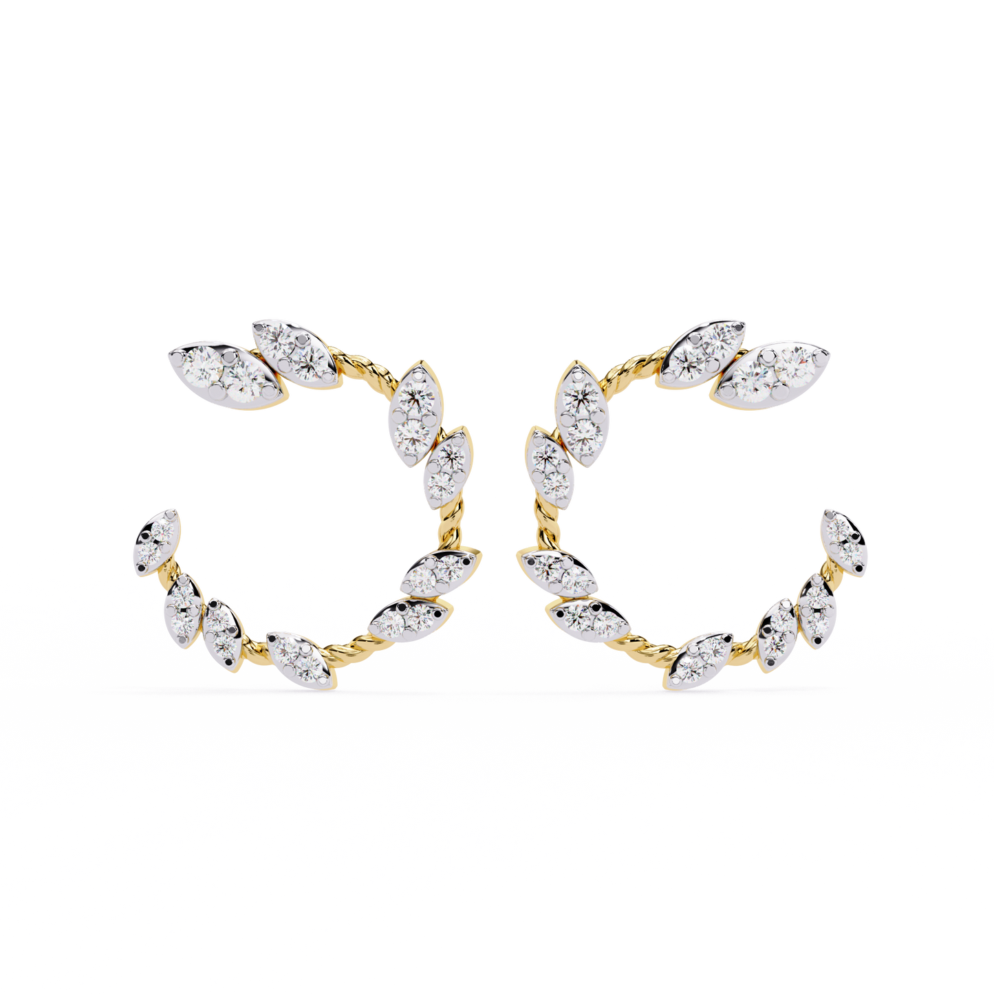 vine marquise cluster lab grown diamond hoops