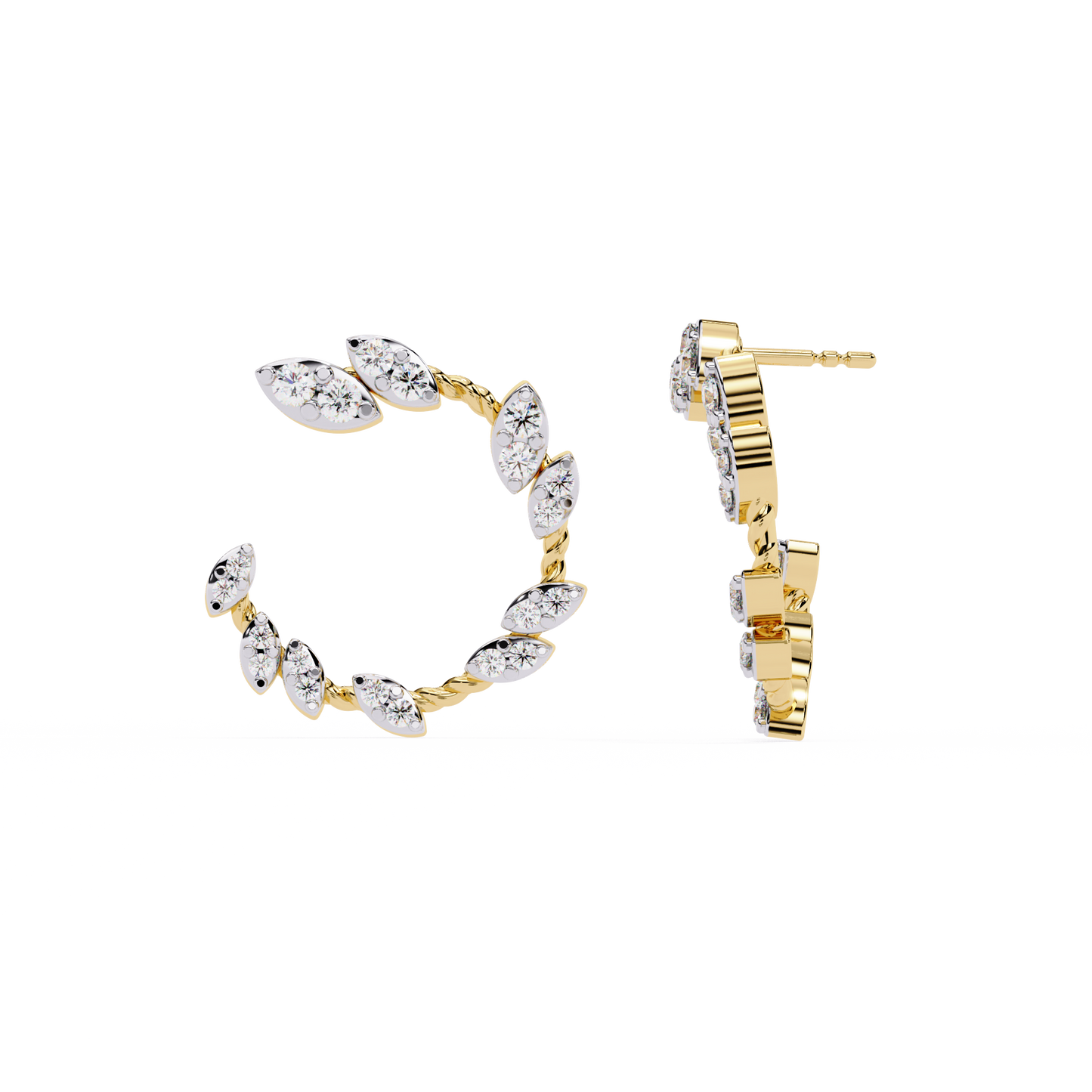 vine marquise cluster lab grown diamond hoops