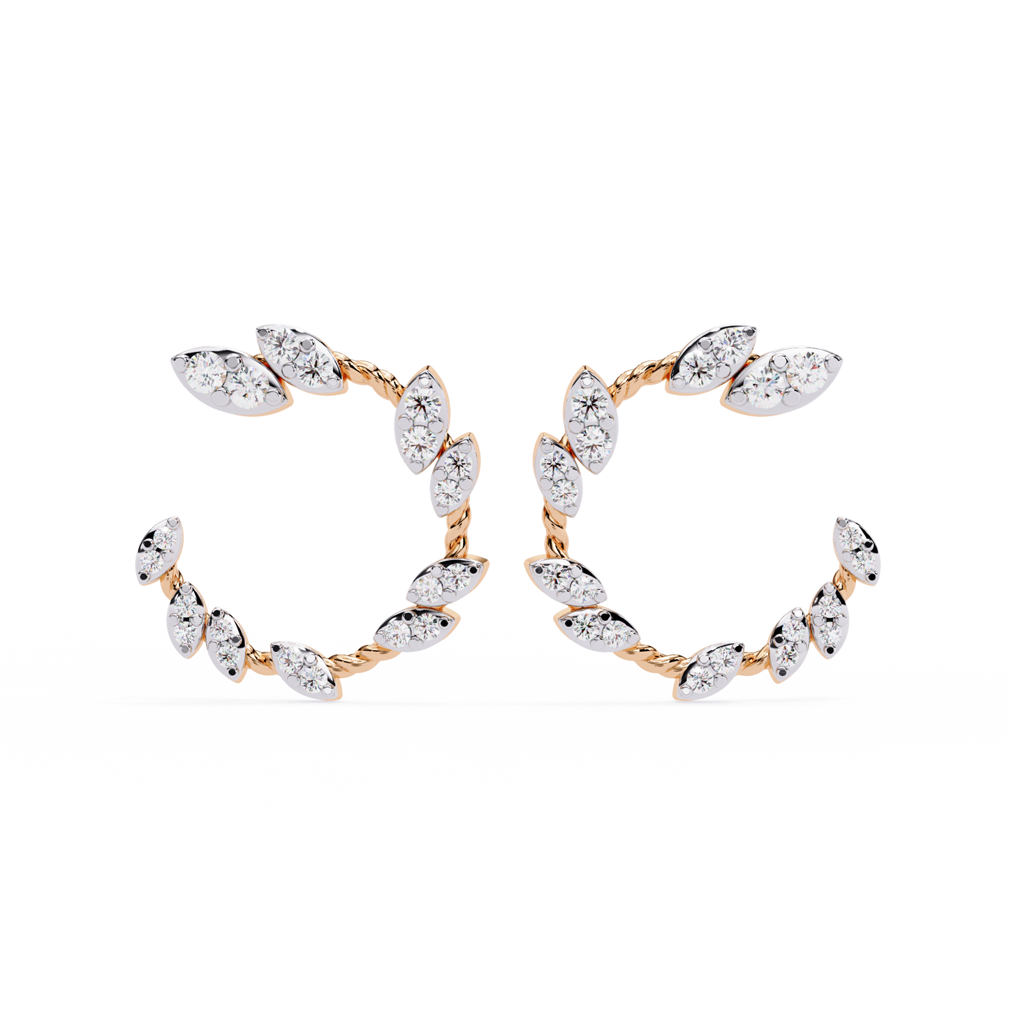vine marquise cluster lab grown diamond hoops