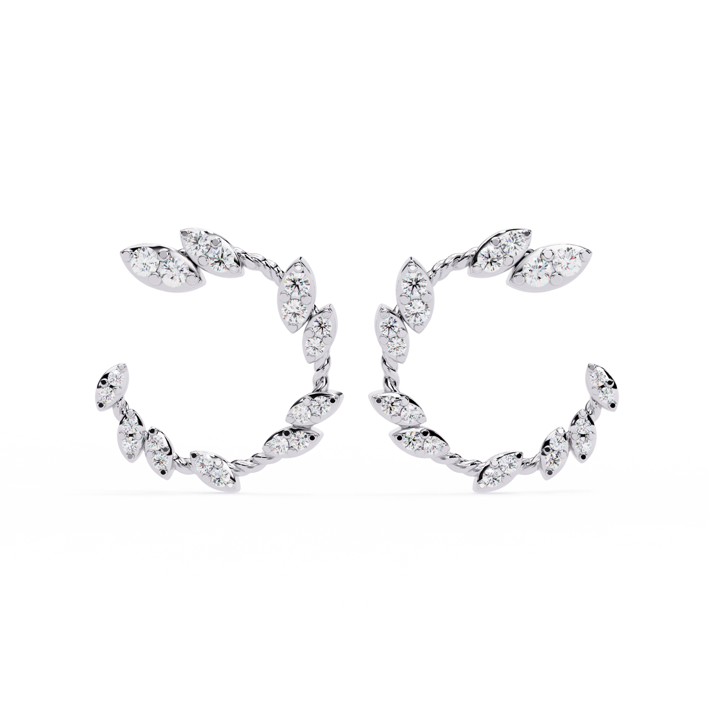 vine marquise cluster lab grown diamond hoops