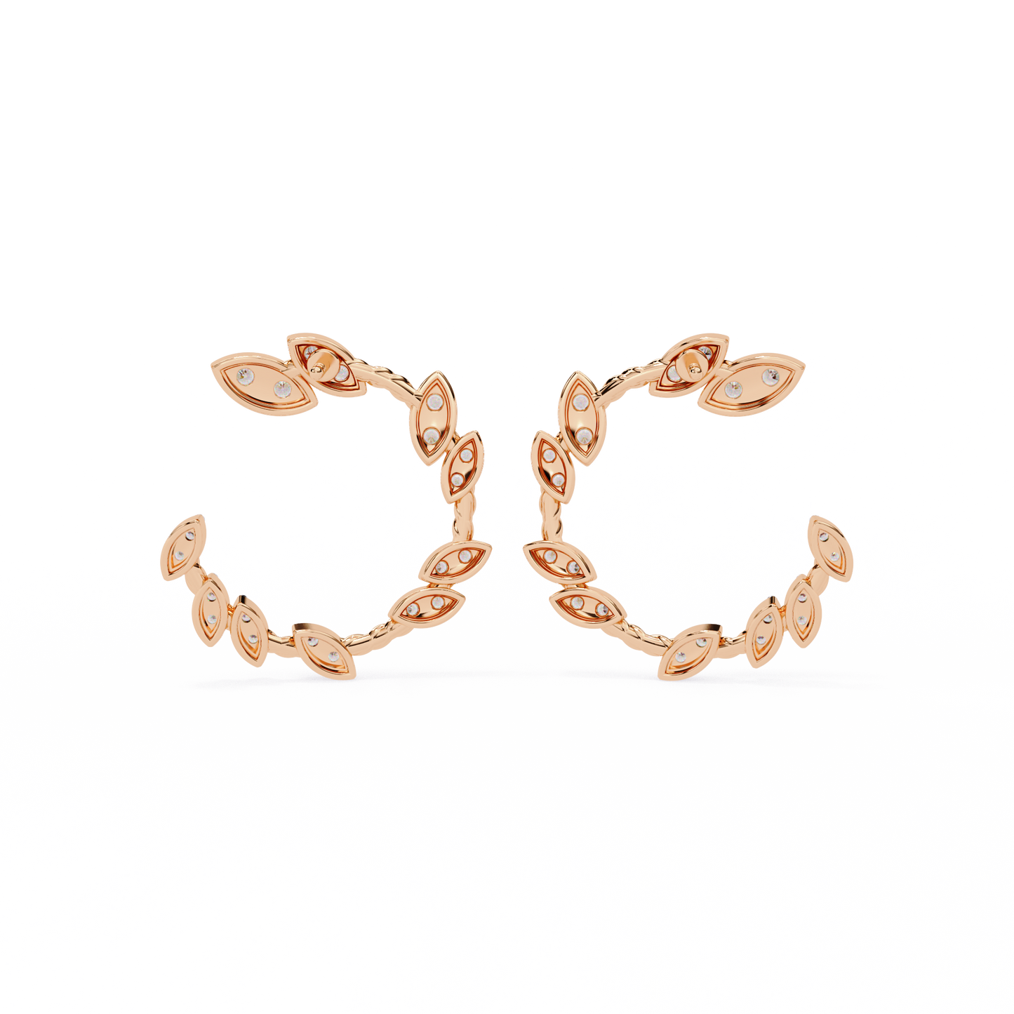 vine marquise cluster lab grown diamond hoops