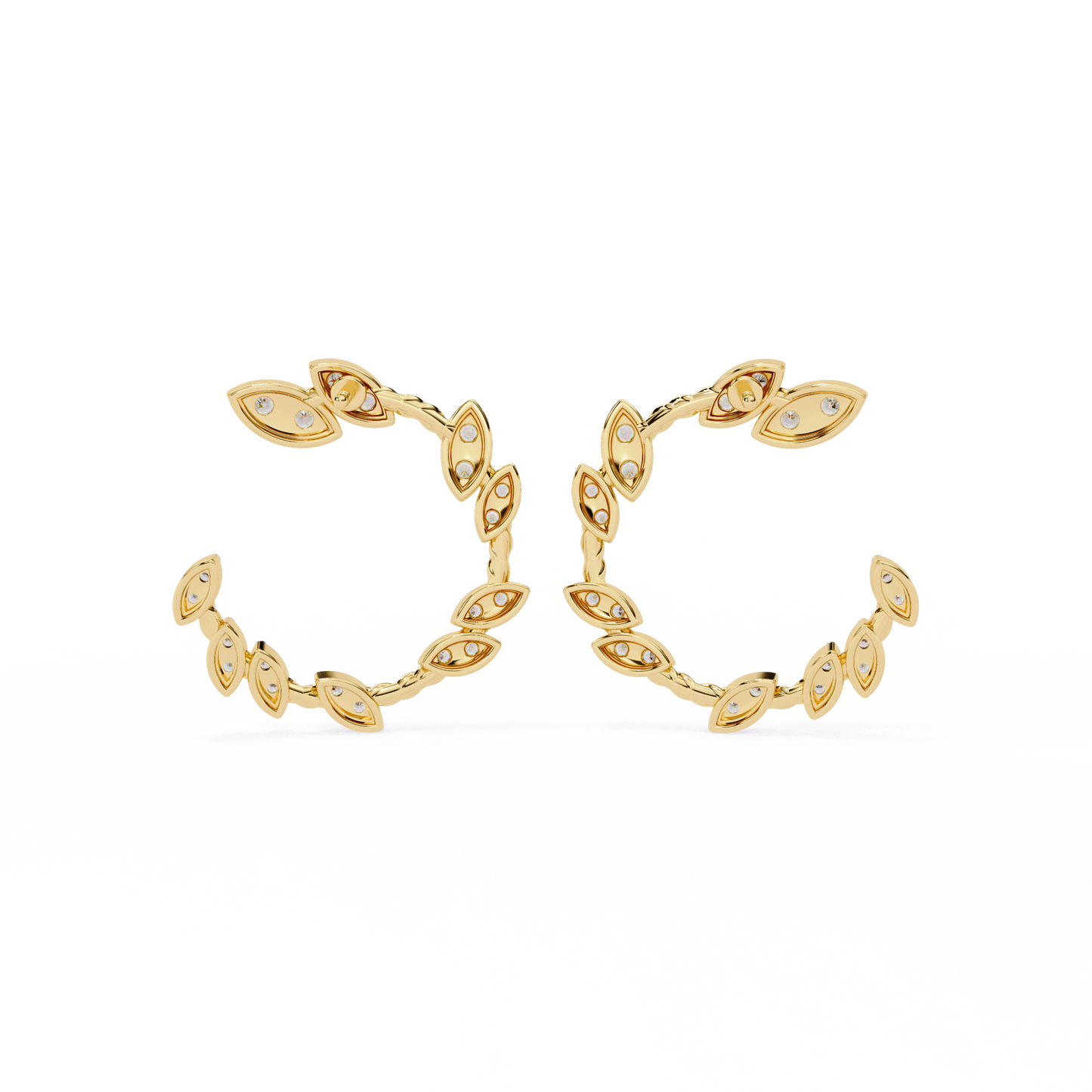 vine marquise cluster lab grown diamond hoops