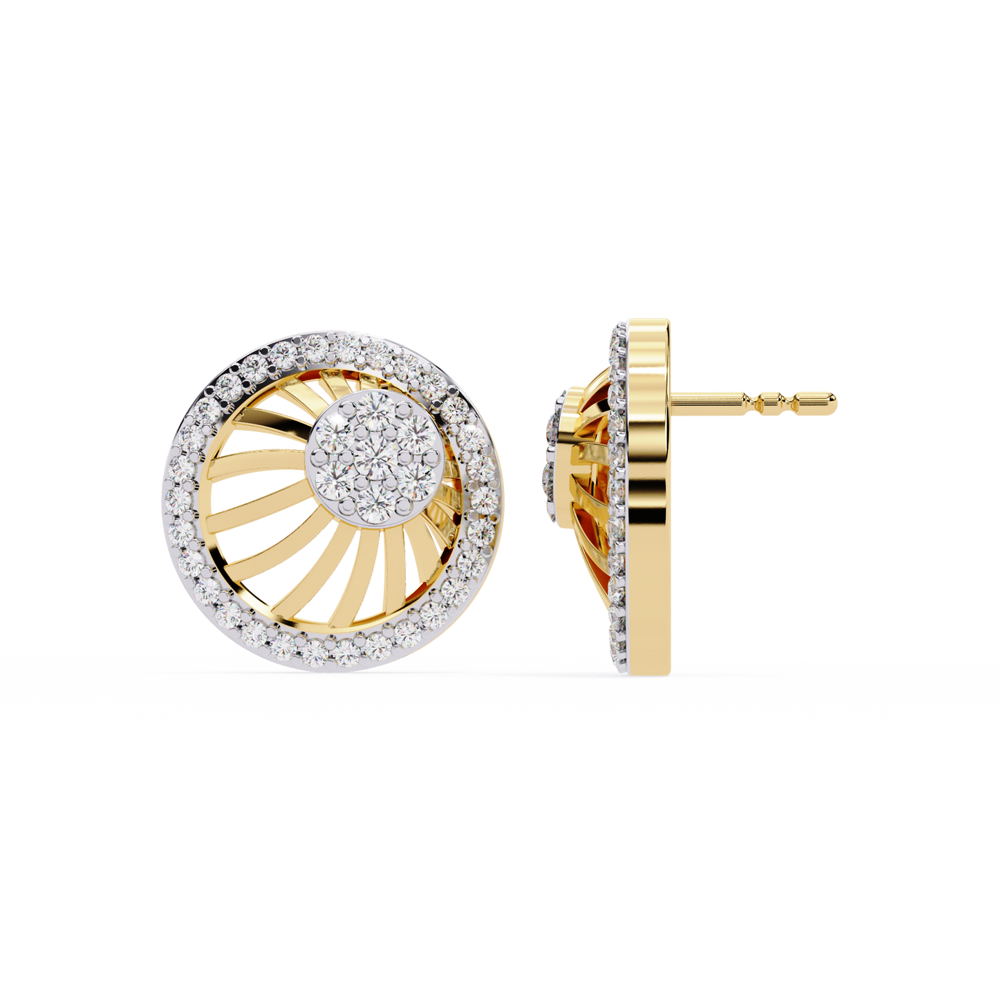 radiance sunburst cluster lab grown diamond studs