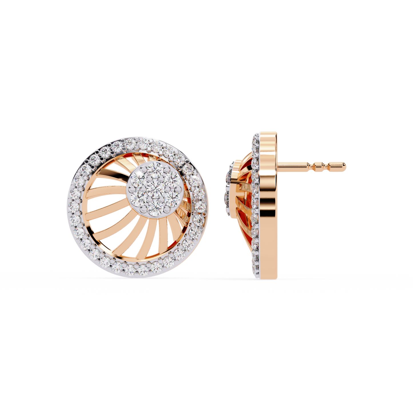 radiance sunburst cluster lab grown diamond studs