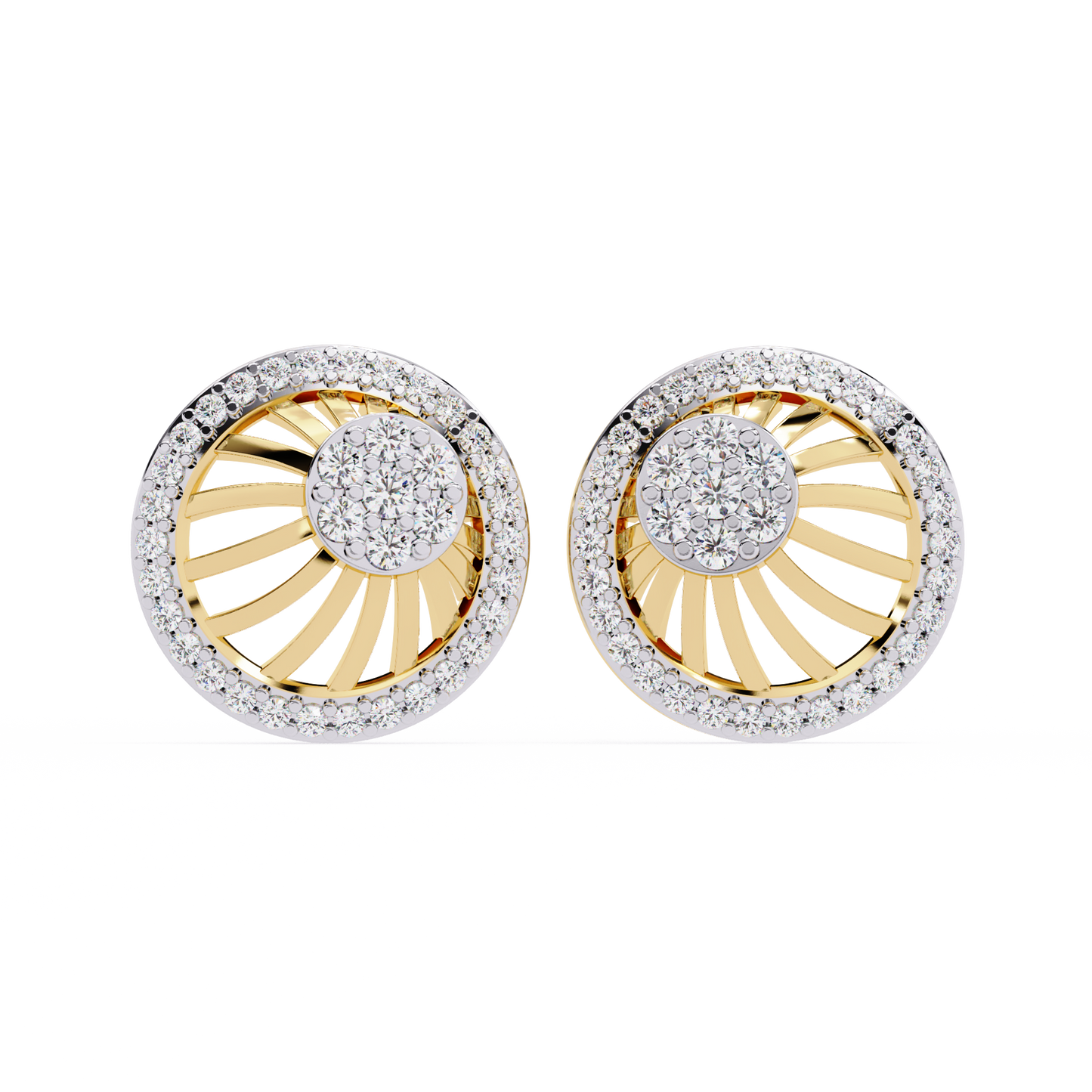 radiance sunburst cluster lab grown diamond studs