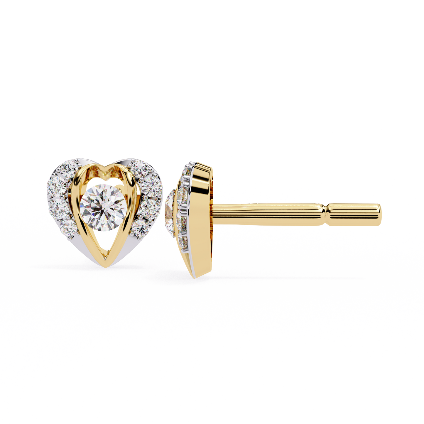 radiant heart halo lab grown diamond studs