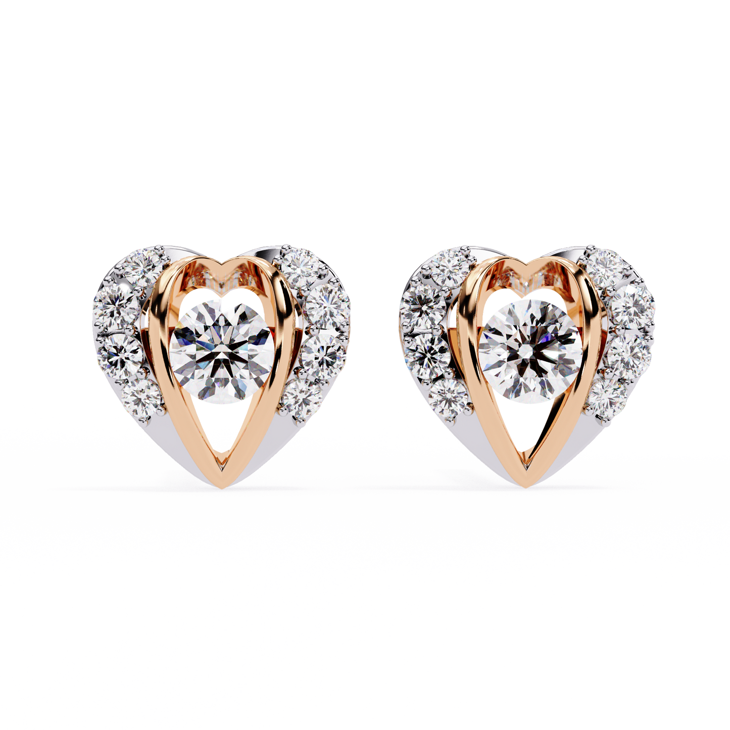radiant heart halo lab grown diamond studs
