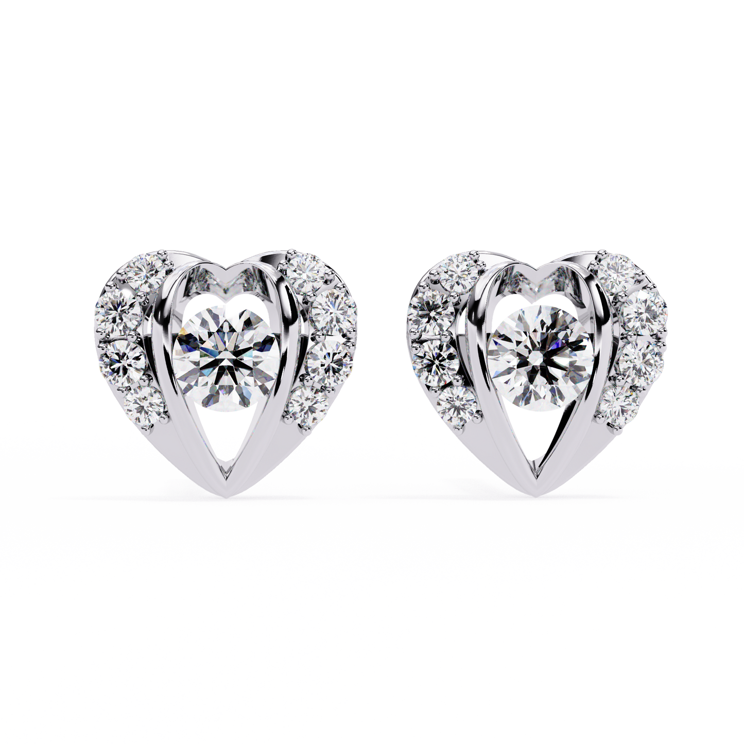 radiant heart halo lab grown diamond studs