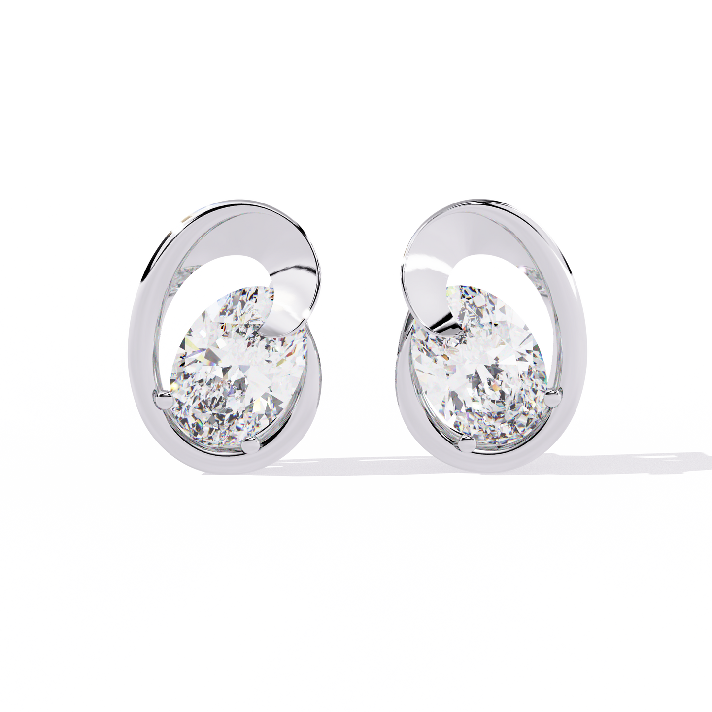 aura swirl pear solitaire lab grown diamond studs