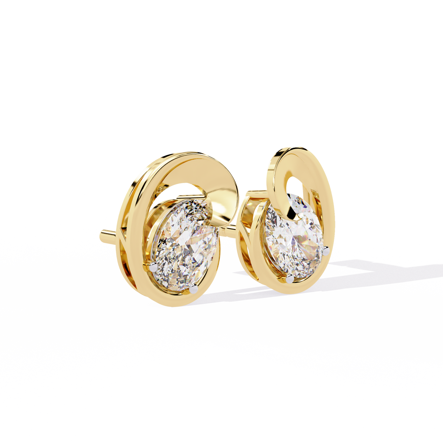 aura swirl pear solitaire lab grown diamond studs